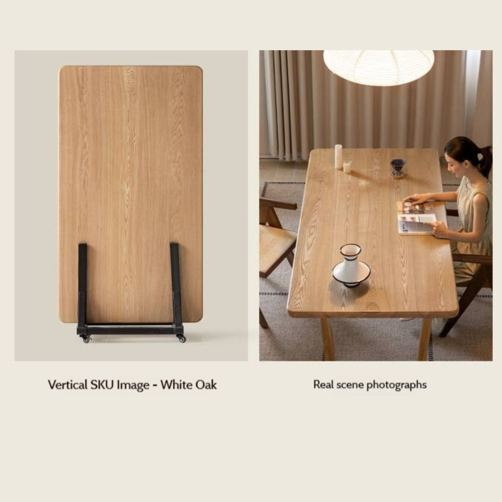 Ash, Oak, Elm Solid Wood Wabi Sabi Style Dining Table