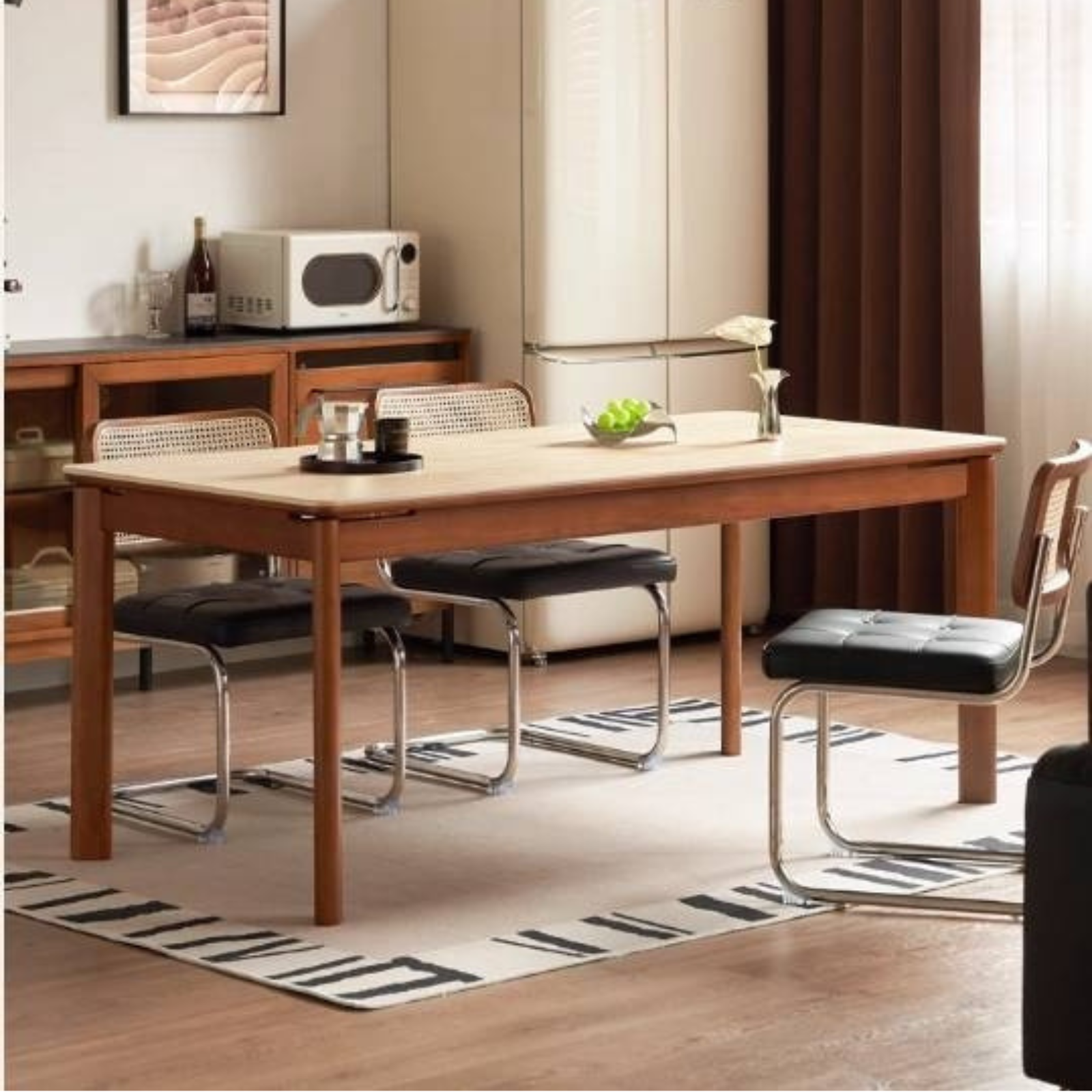 Tulipwood Solid Wood Vintage Style Restaurant Stone Slab Dining Table