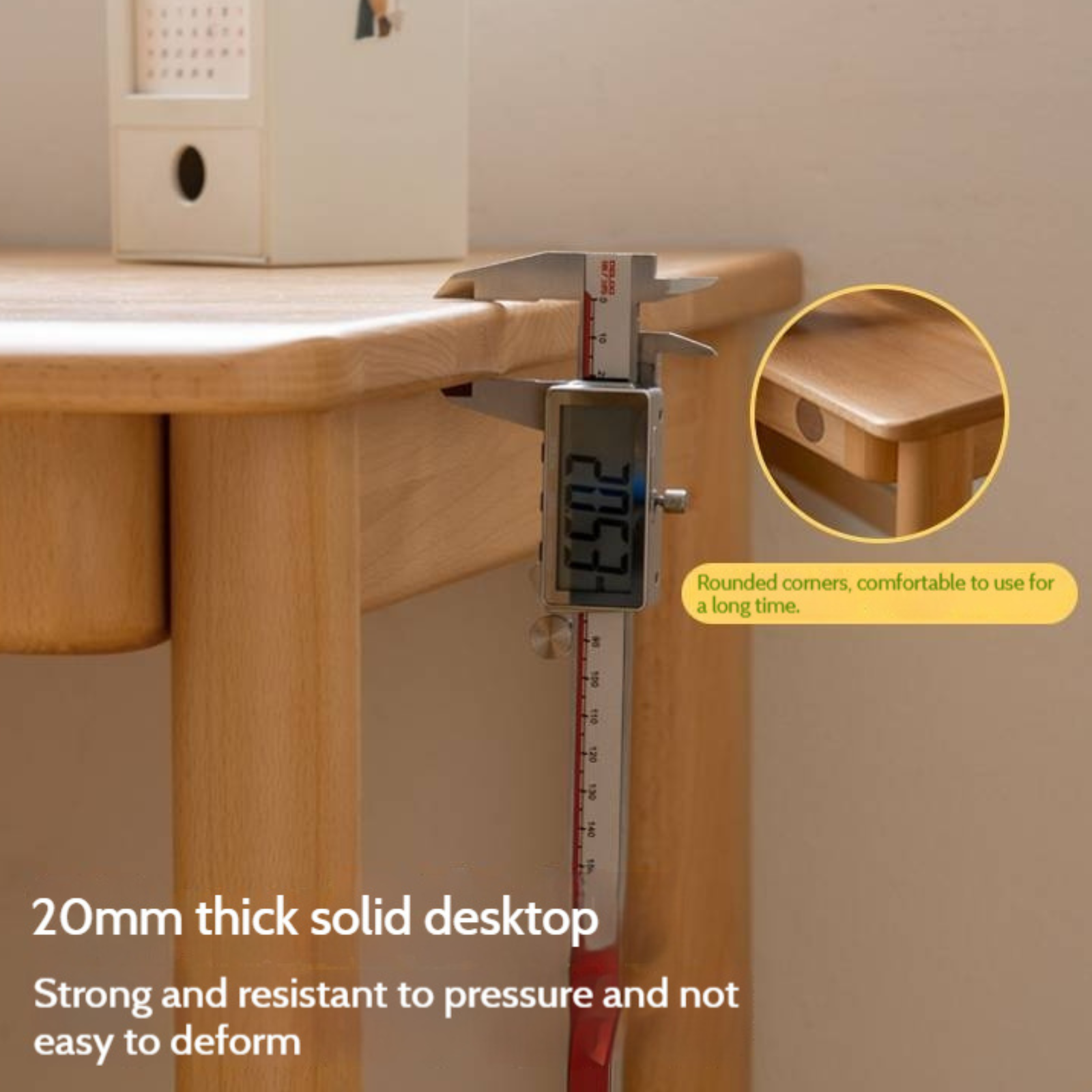 Beech Solid Wood Children's Learning Desk Bookshelf Integrated