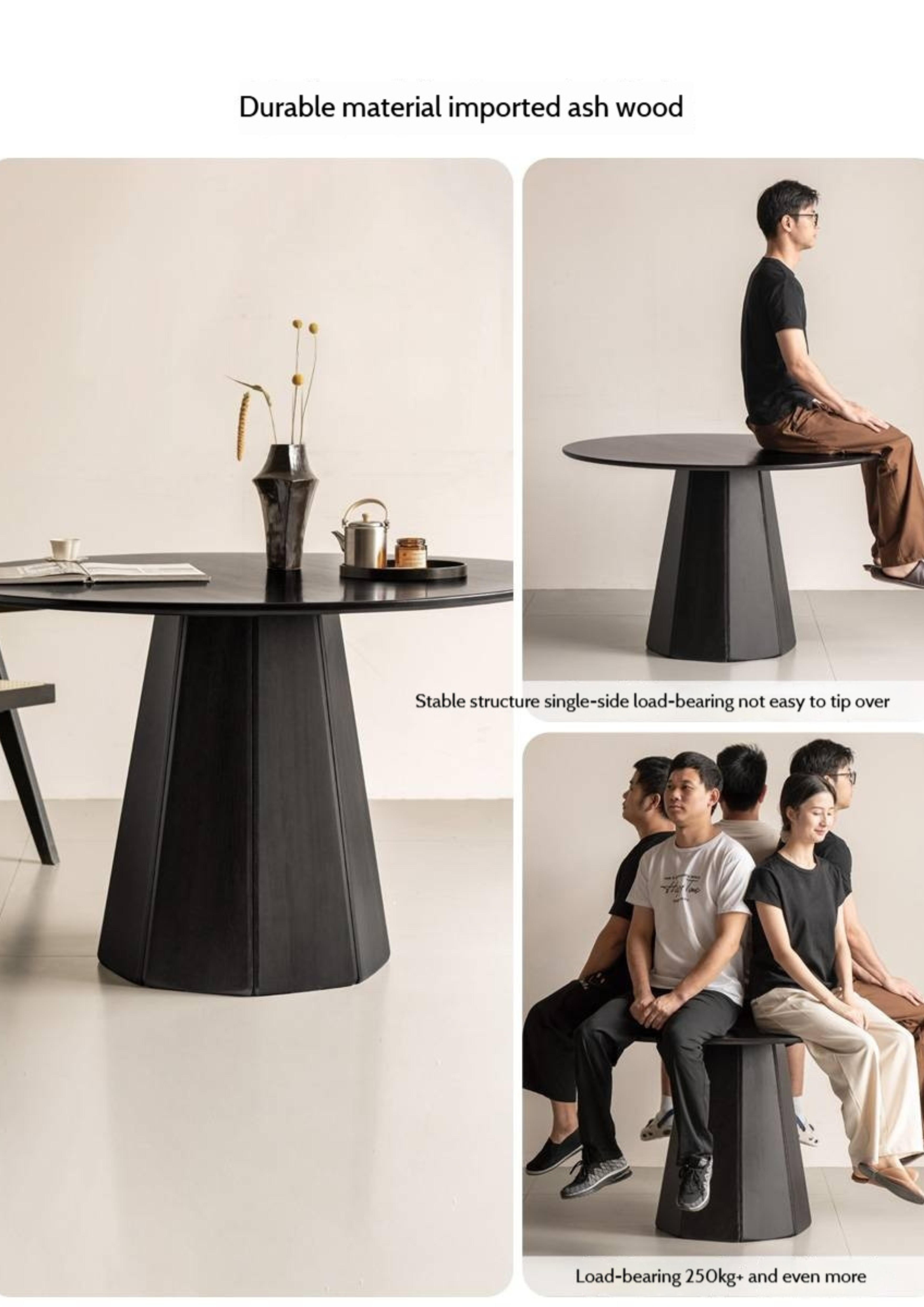 Ash Solid Wood Modern Minimalist Style Dining Table