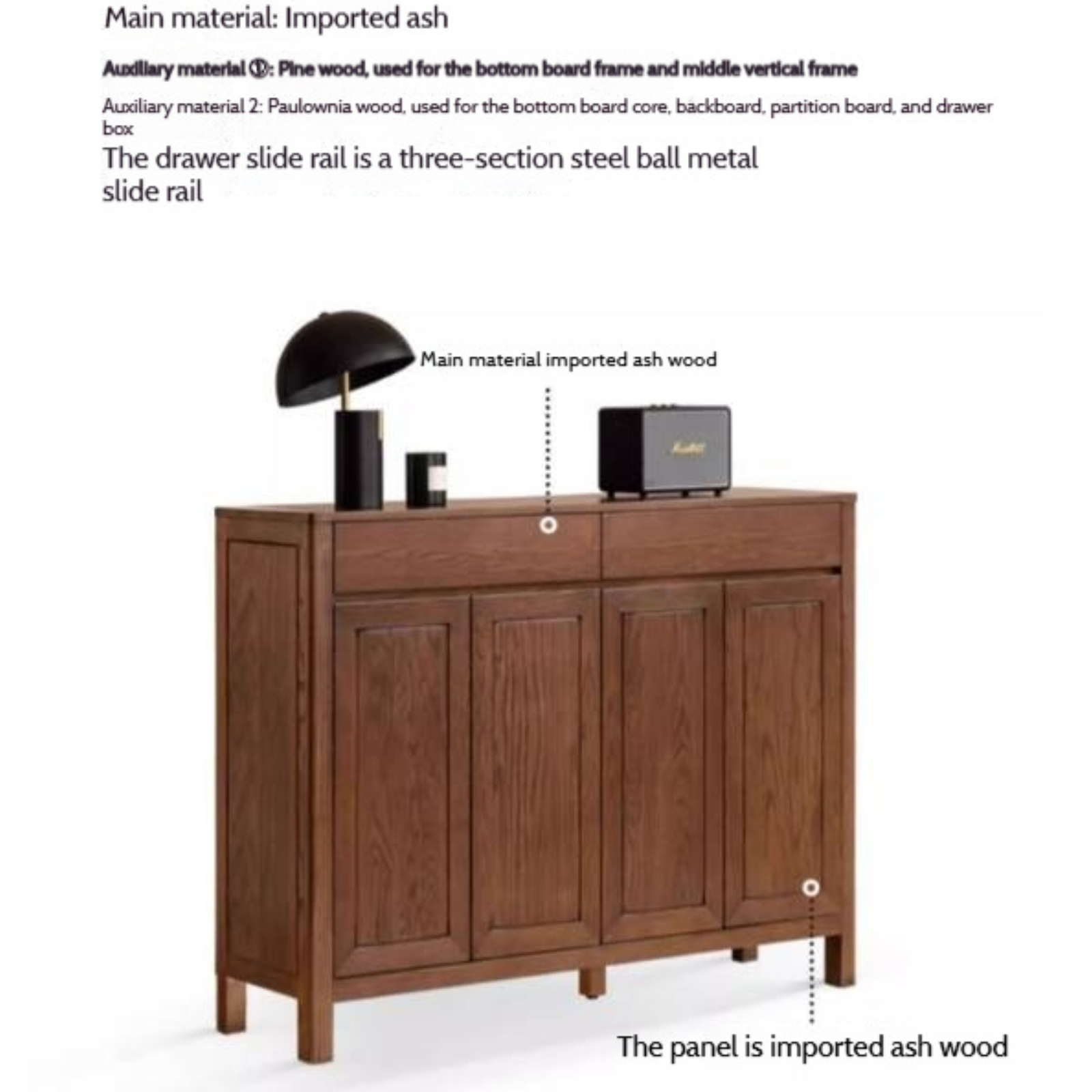 Ash Solid Wood Large Capacity Shoe Cabinet
