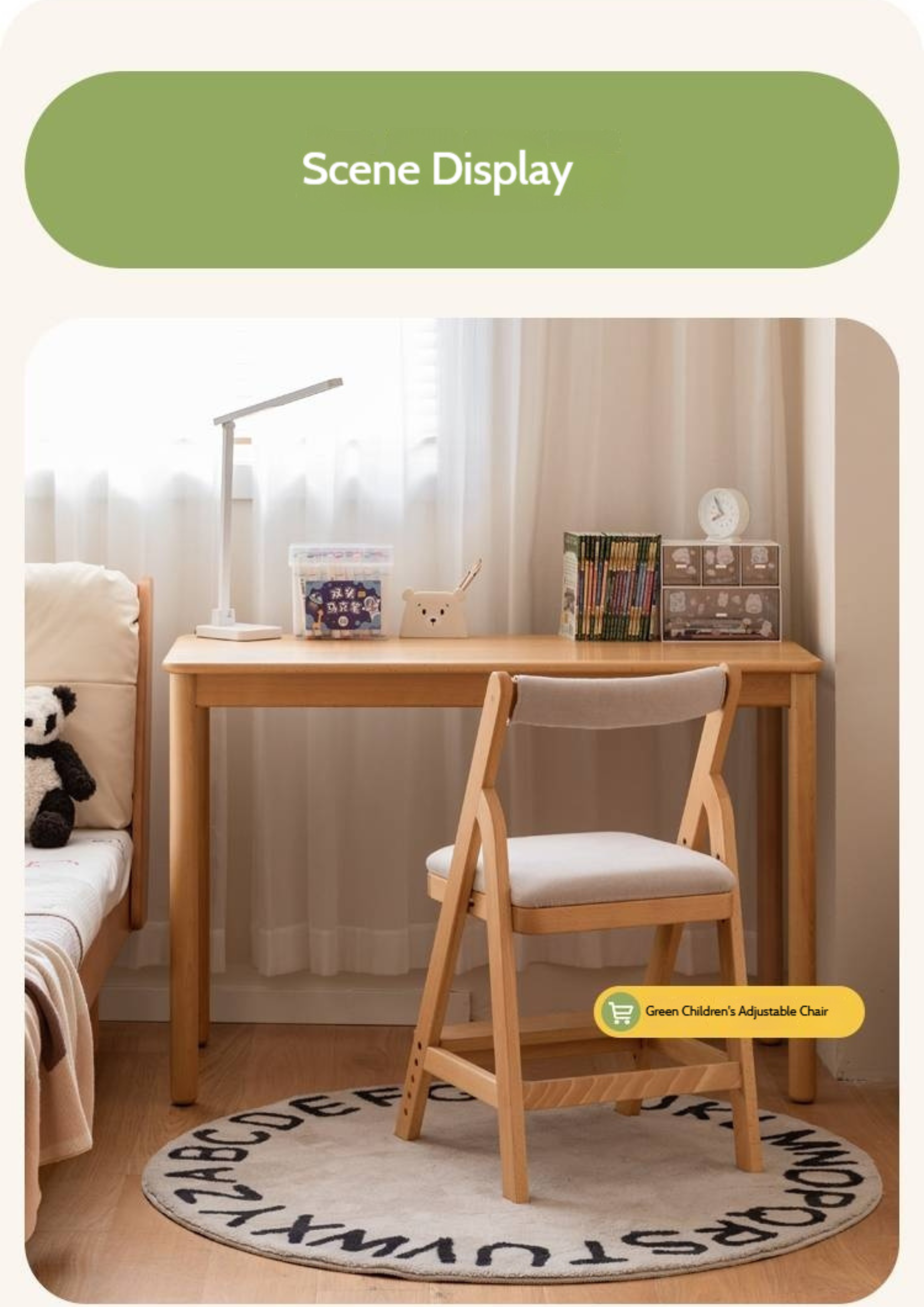 Beech Solid Wood Children's Study Table