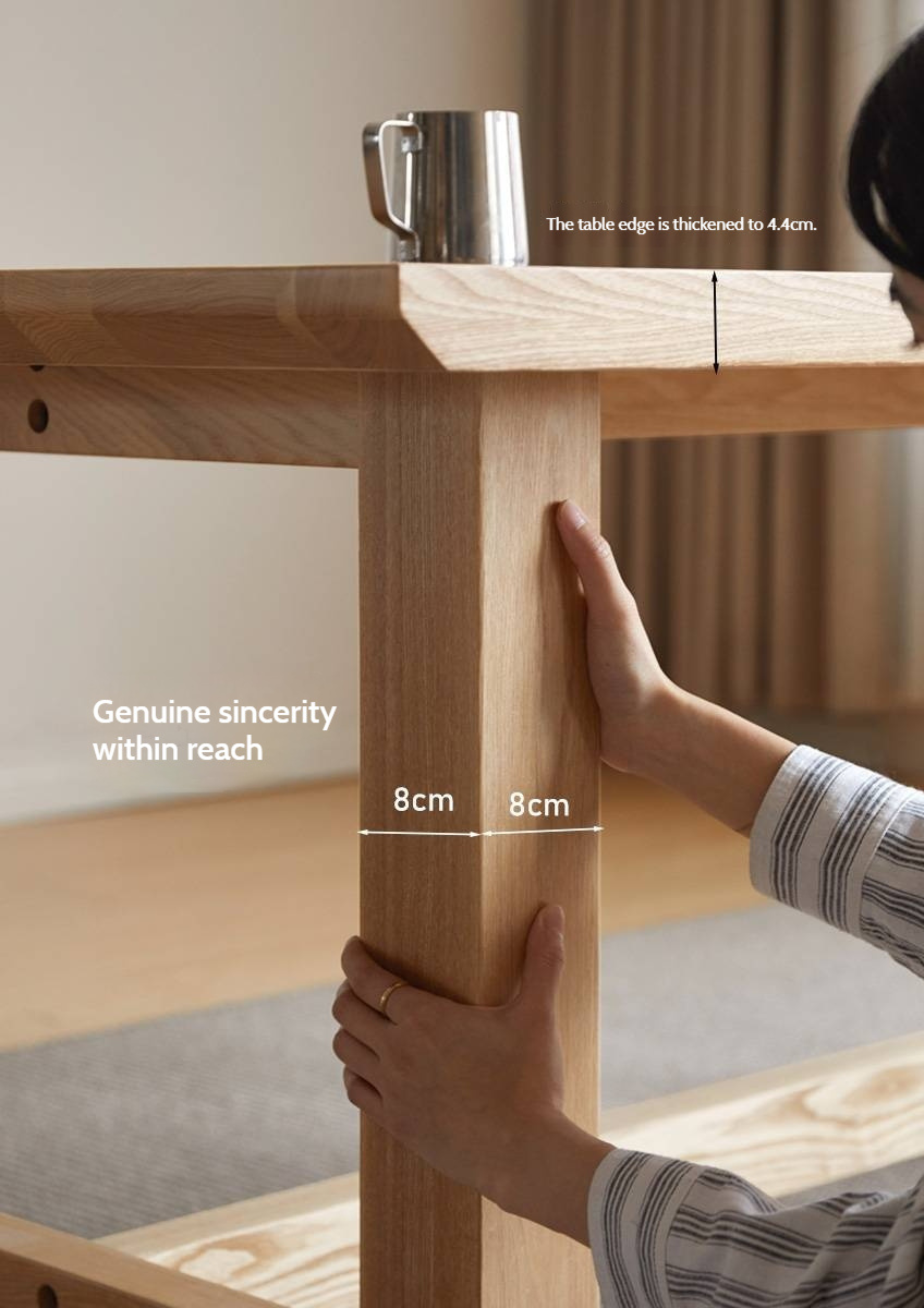 Ash Solid Wood Wabi Sabi Style Dining Table