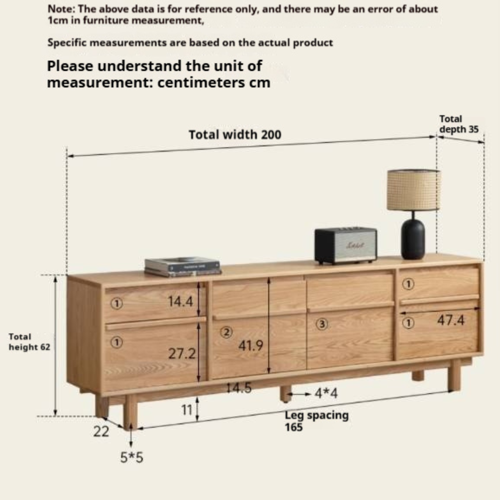Ash Solid Wood Wabi-Sabi Style TV Cabinet