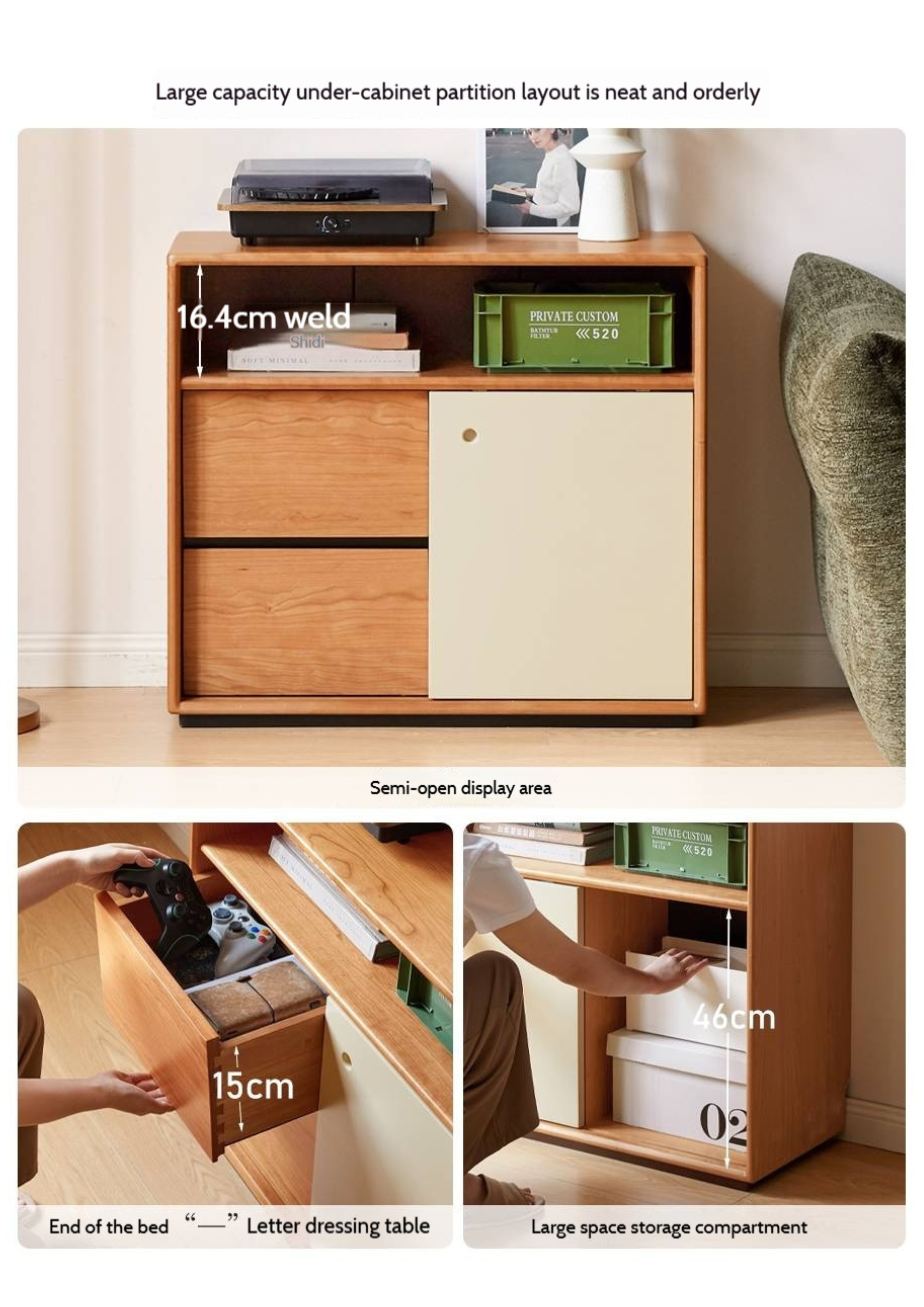 Cherry Solid Wood Vintage Style Office Desk