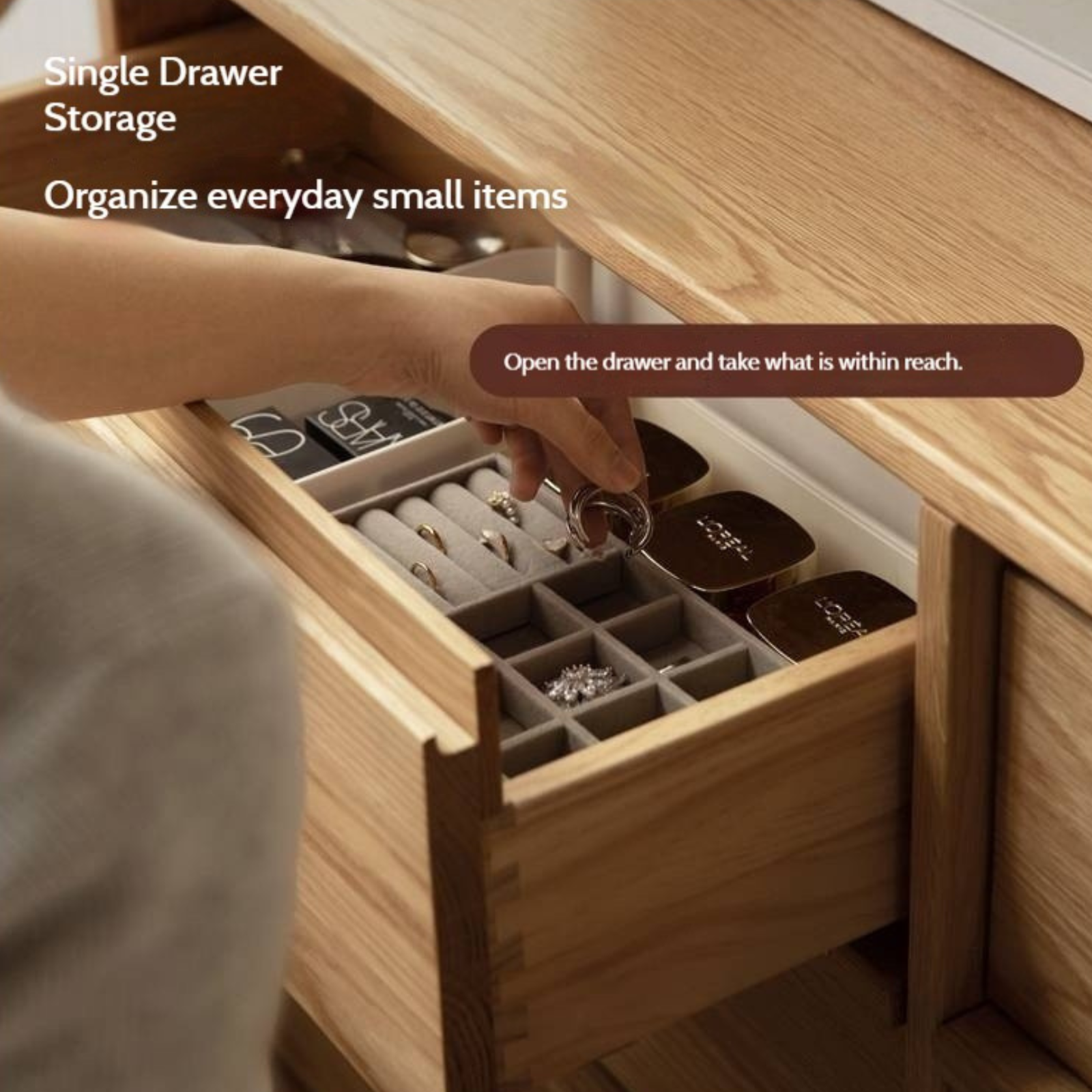 Oak Solid Wood Rotating Skeleton Dressing Table