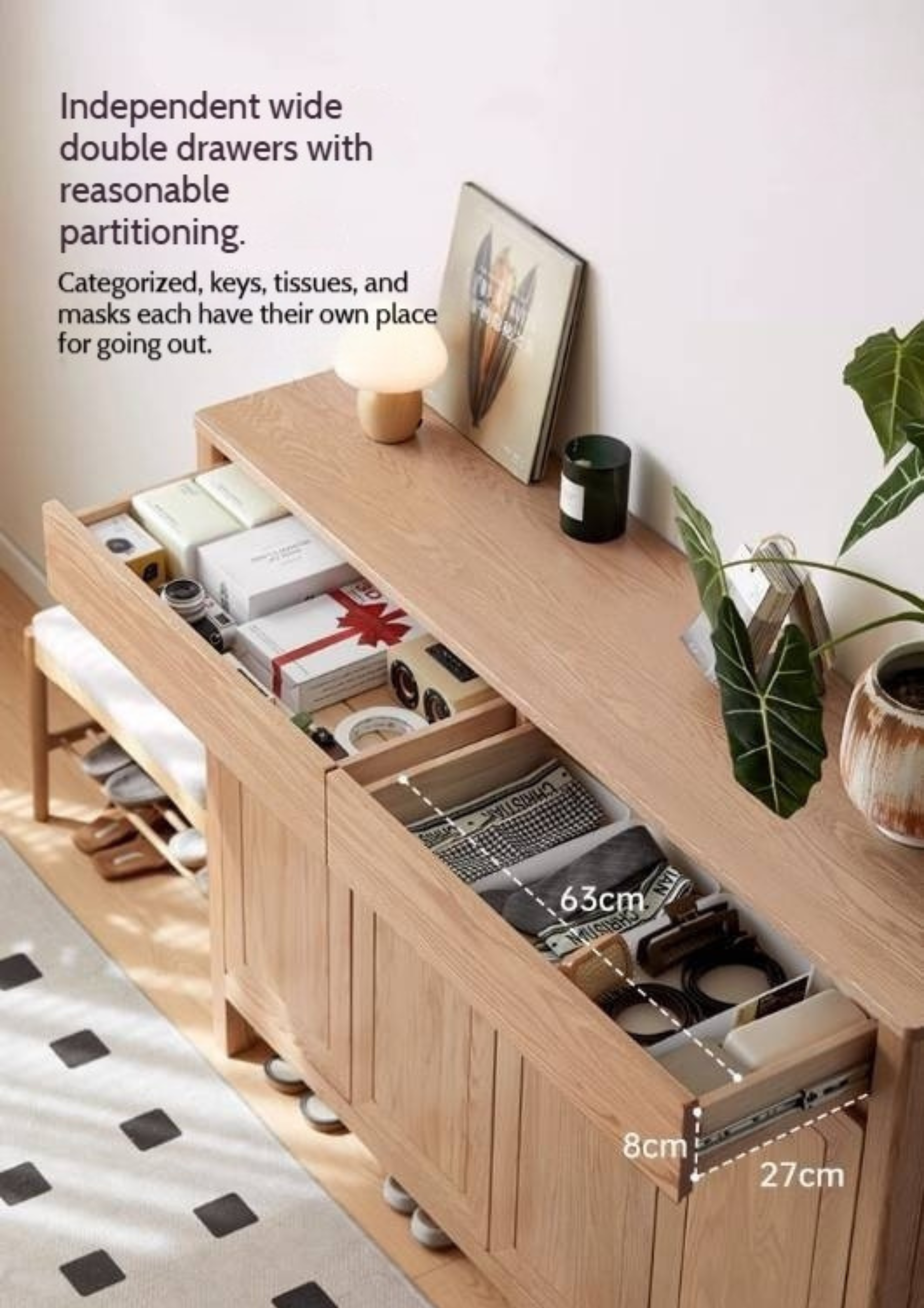 Ash Solid Wood Modern Large Shoe Cabinet