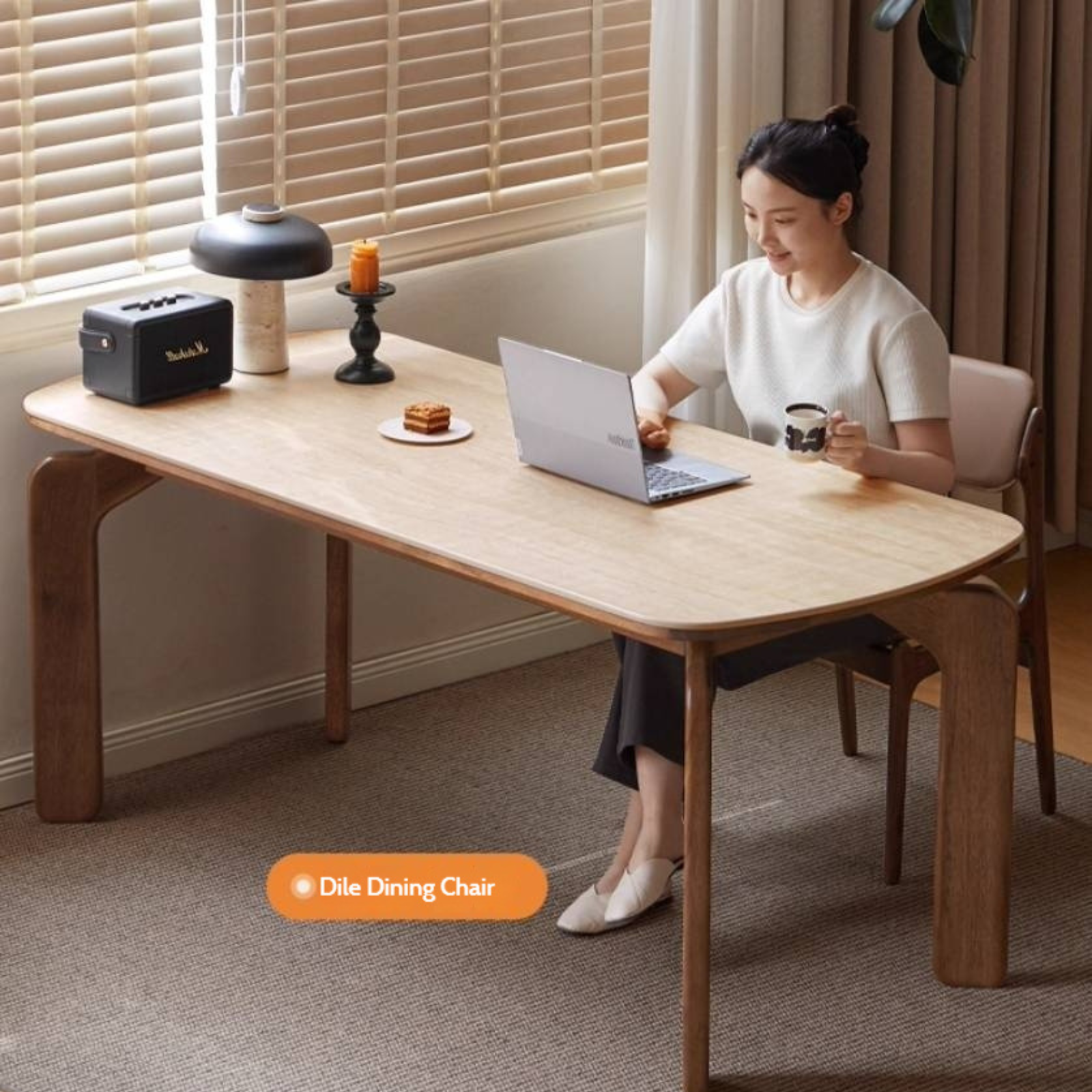 Sandalwood Solid Wood Rock Board Retro Antique Style Dining Table