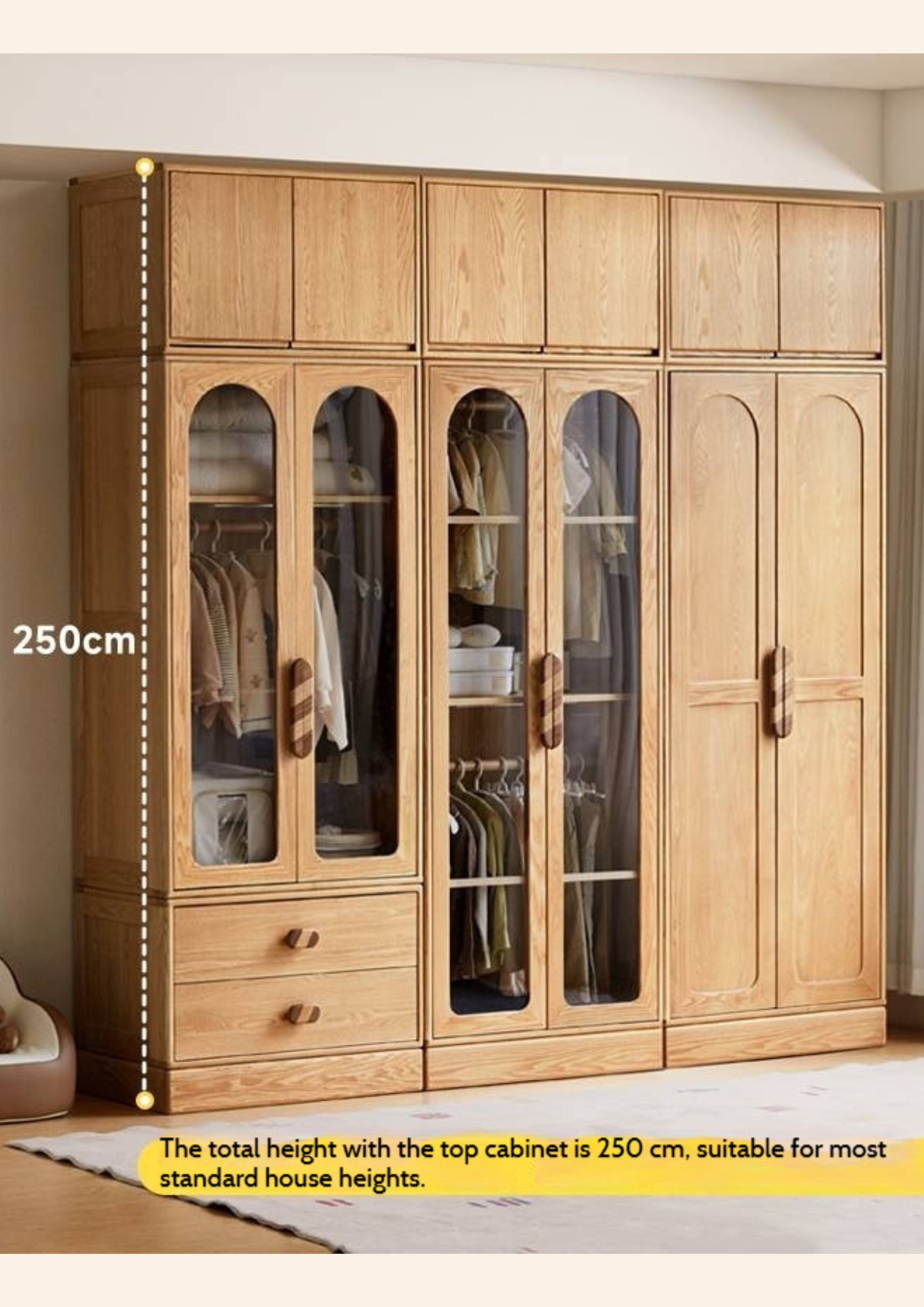 Oak Solid Wood Original Wood Style Children's Wardrobe