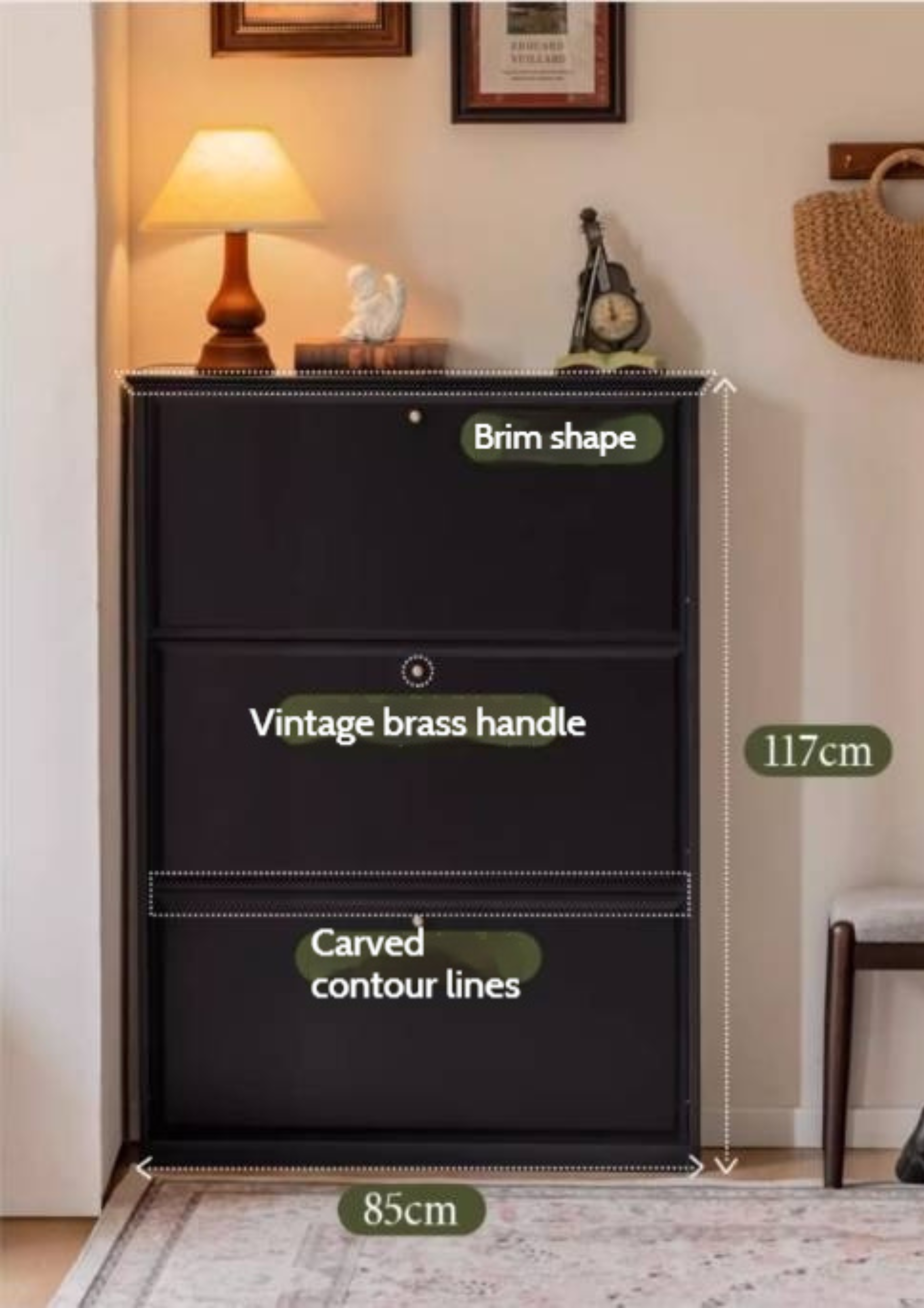 Oak Solid Wood American Retro Style Shoe Cabinet