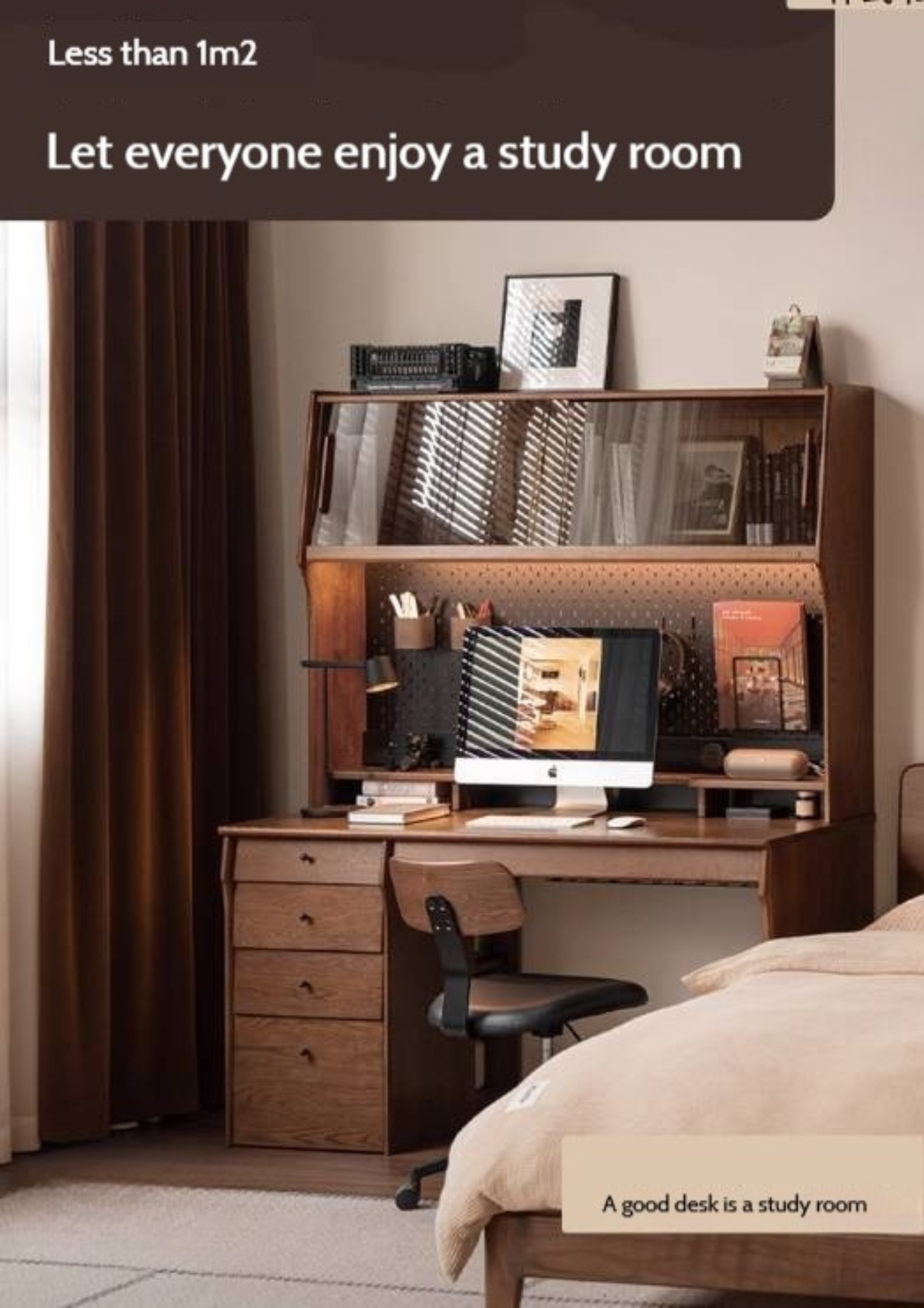 Oak Solid Wood Computer Desk With Shelf