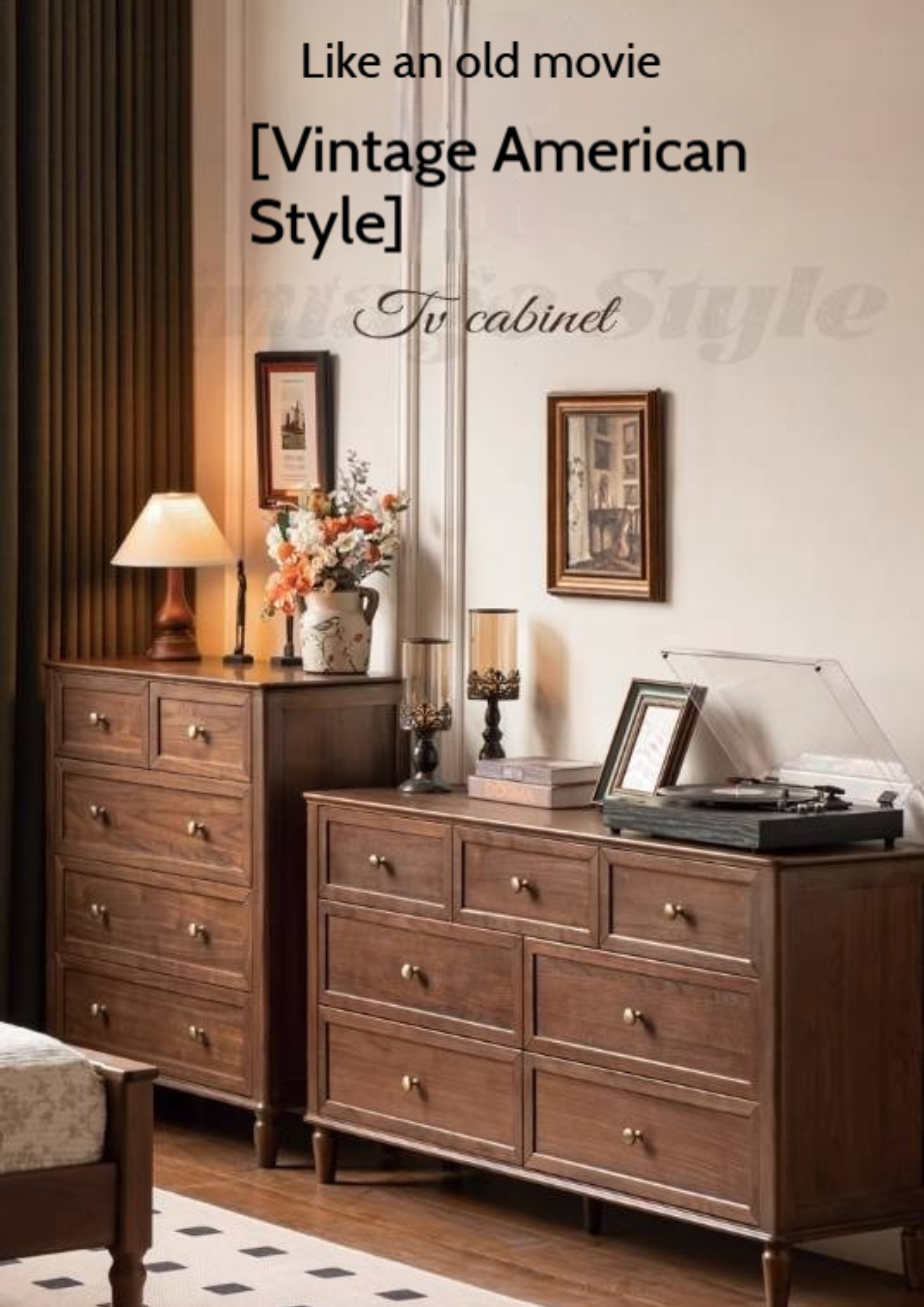 Black Walnut Solid Wood American Retro Chest of Drawers