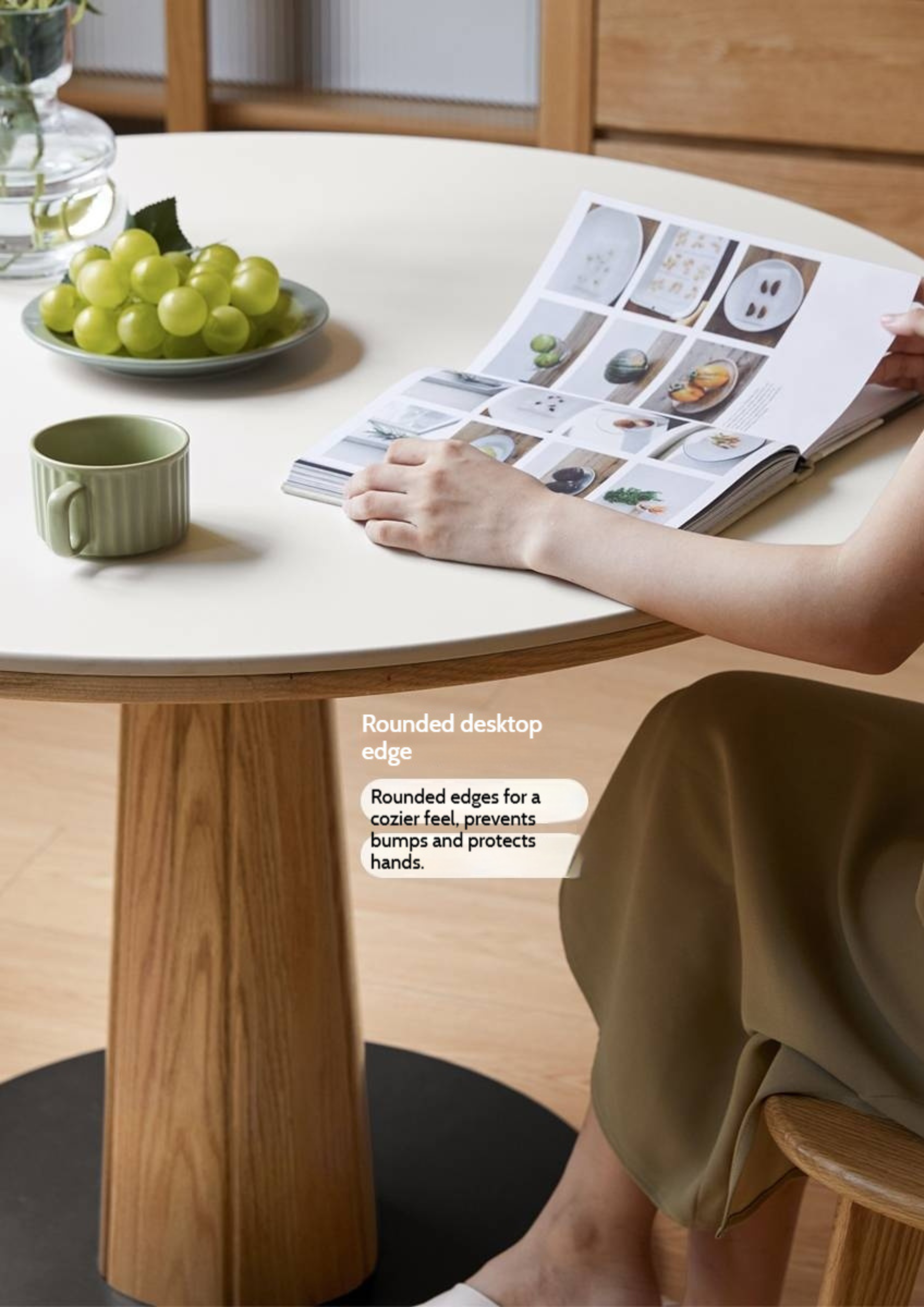 Oak Solid Wood Slab Round Dining Table