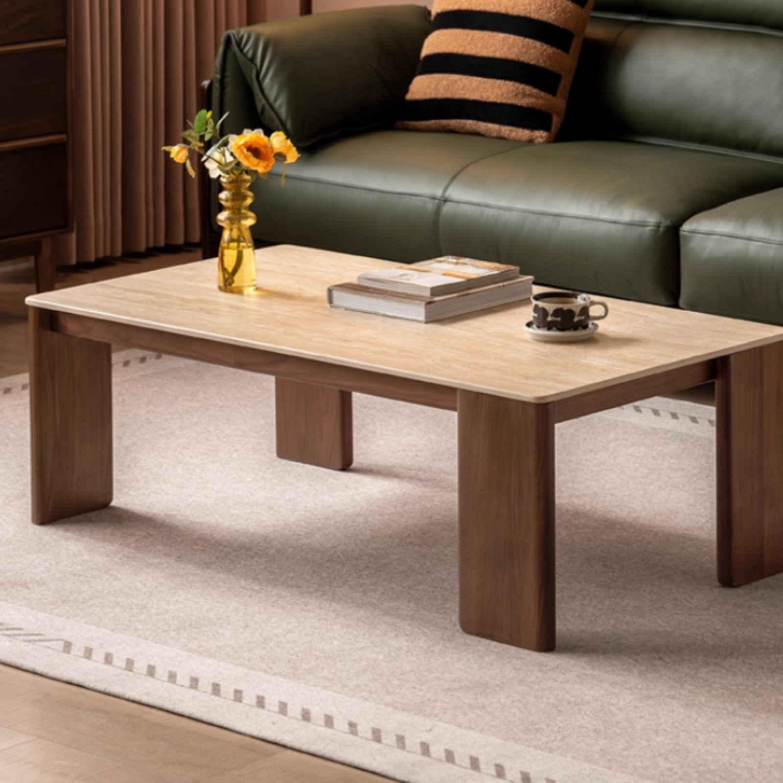 Black Walnut Solid Wood Rectangular Tea Table