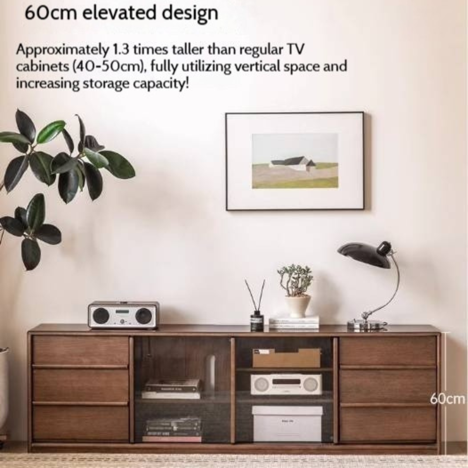 Golden Sandalwood Solid Wood TV Cabinet