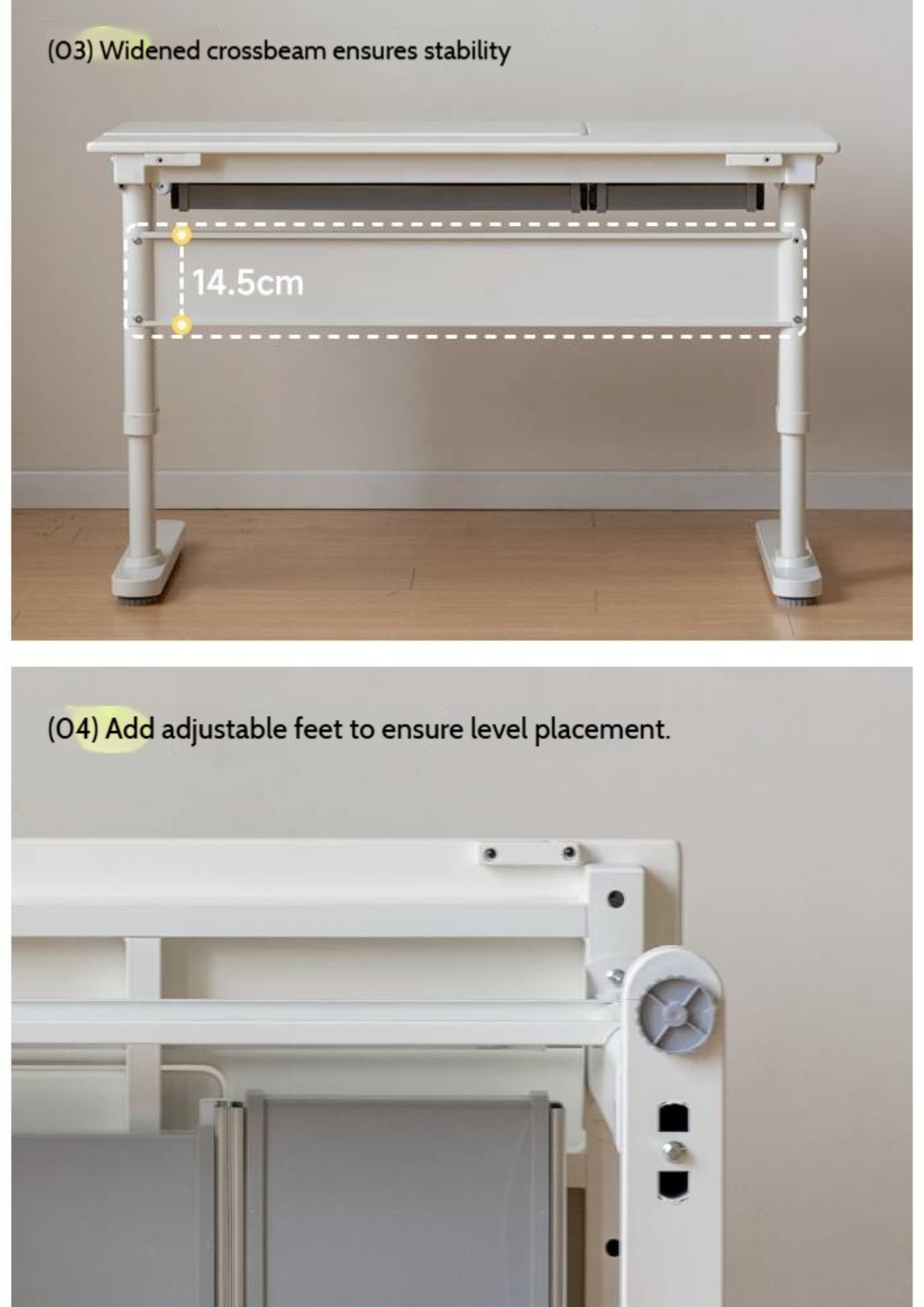 Solid Rubberwood Cream Style Children's Learning Desk