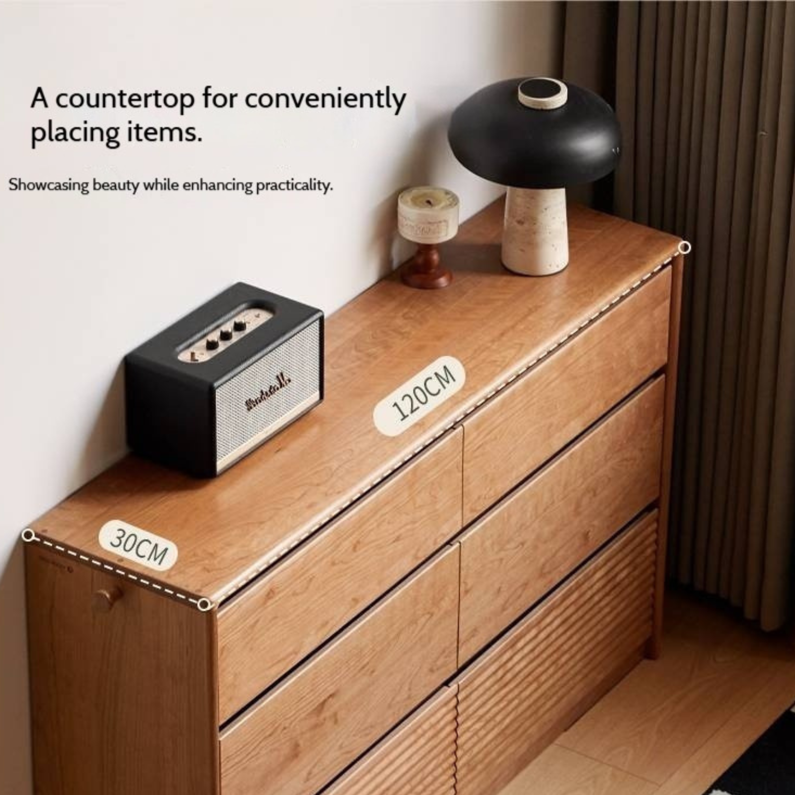 Cherry Solid Wood Retro Six-Drawer Chest