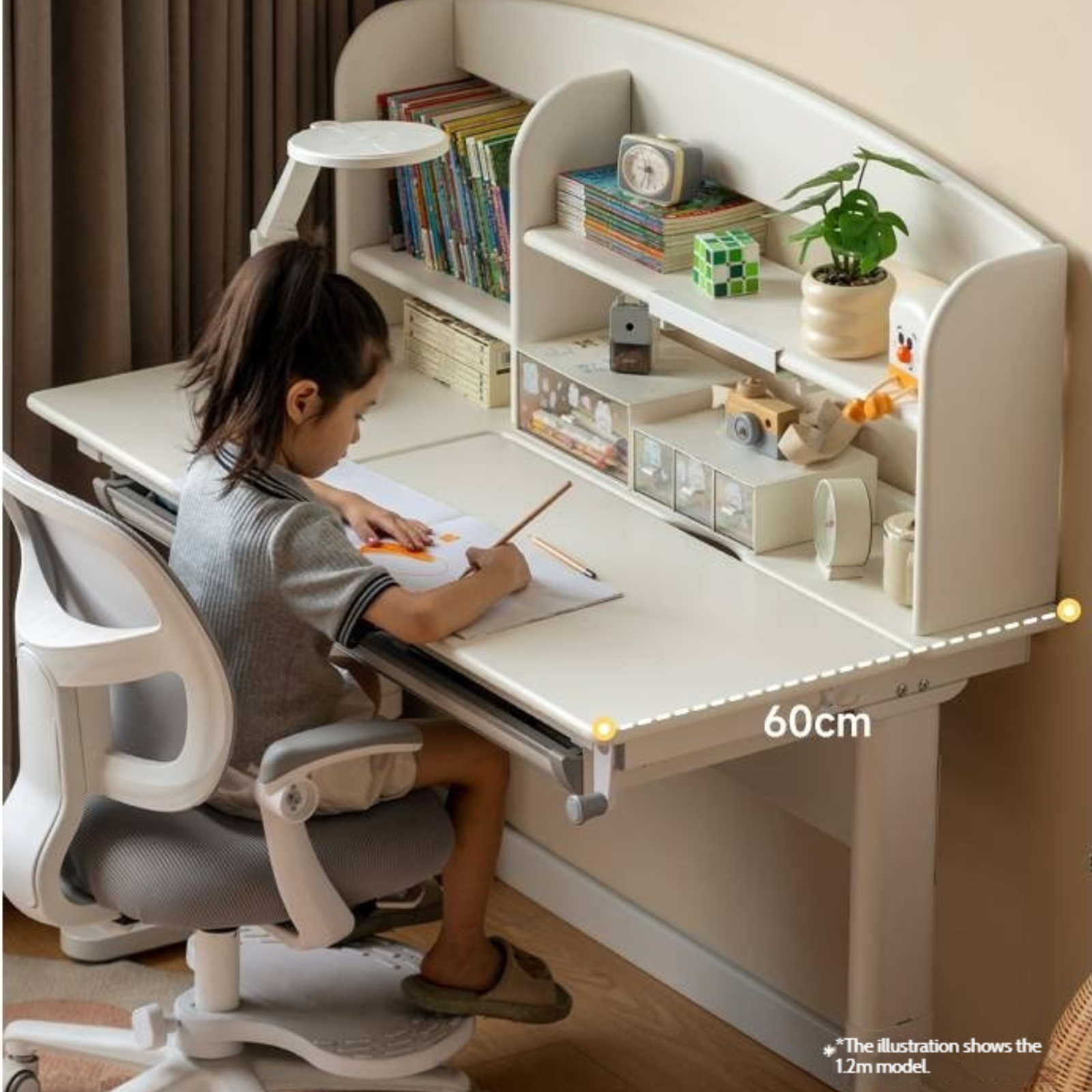 Solid Rubberwood Cream Style Children's Learning Desk