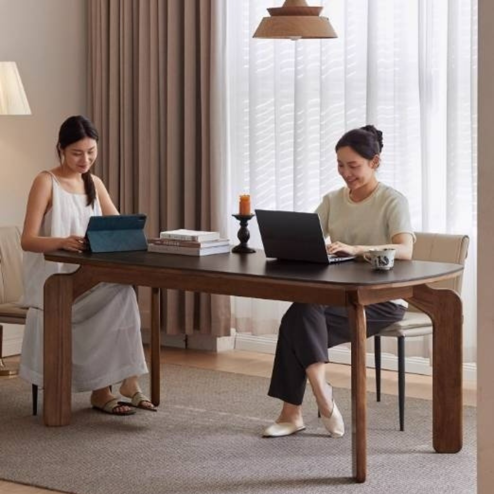 Sandalwood Solid Wood Rock Board Retro Antique Style Dining Table