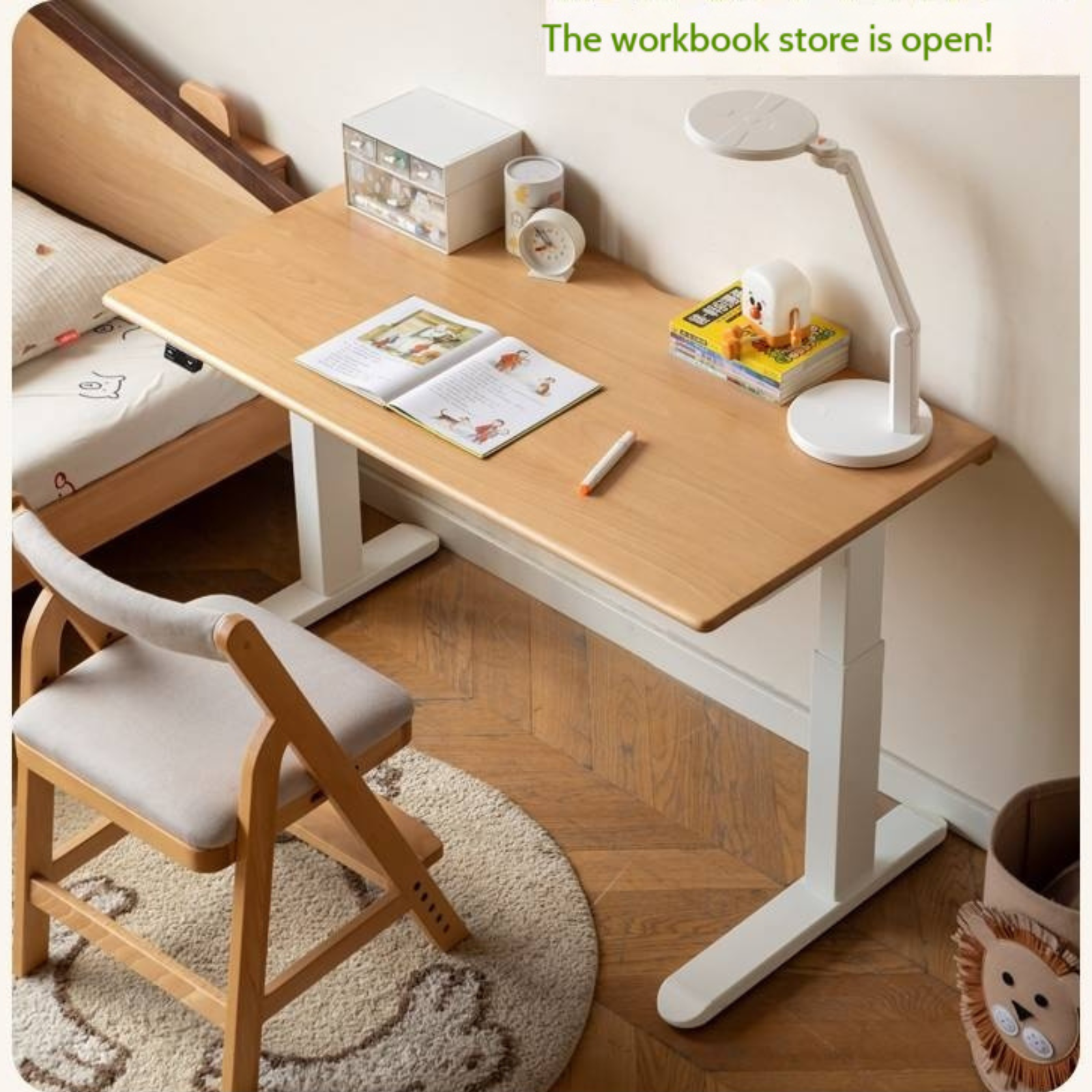 Beech Solid Wood Children's Electric Learning Desk