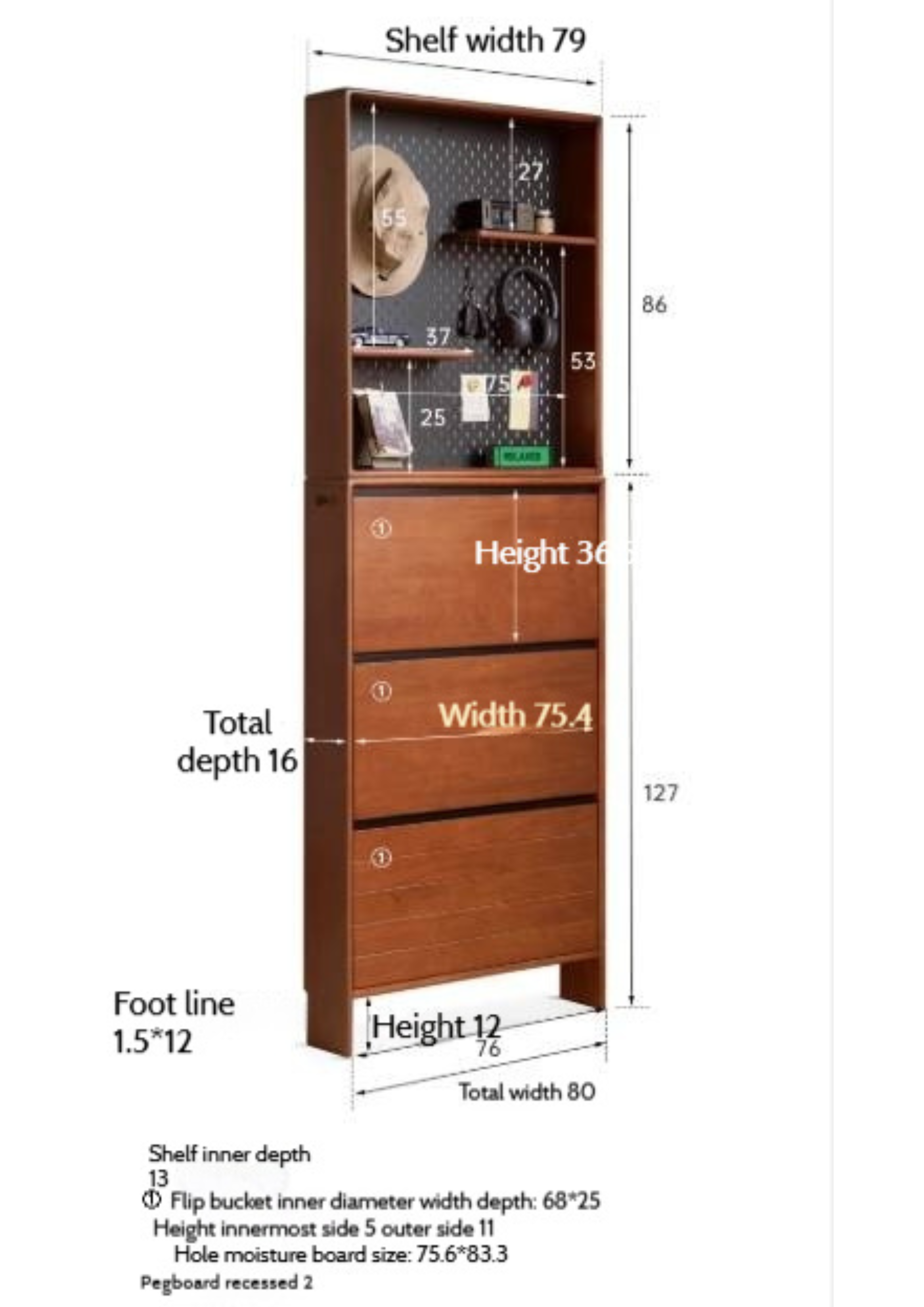 Poplar Solid Wood Middle-Age Ultra-Thin Shoe Cabinet