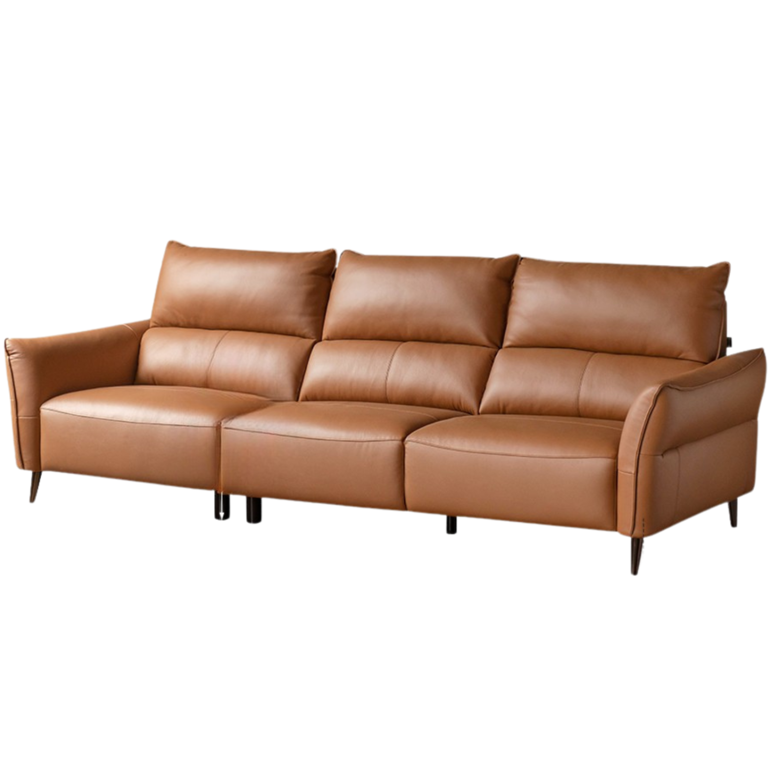 Genuine Top Grain Leather  Modern Sofa, Clean Line Contemporary Design