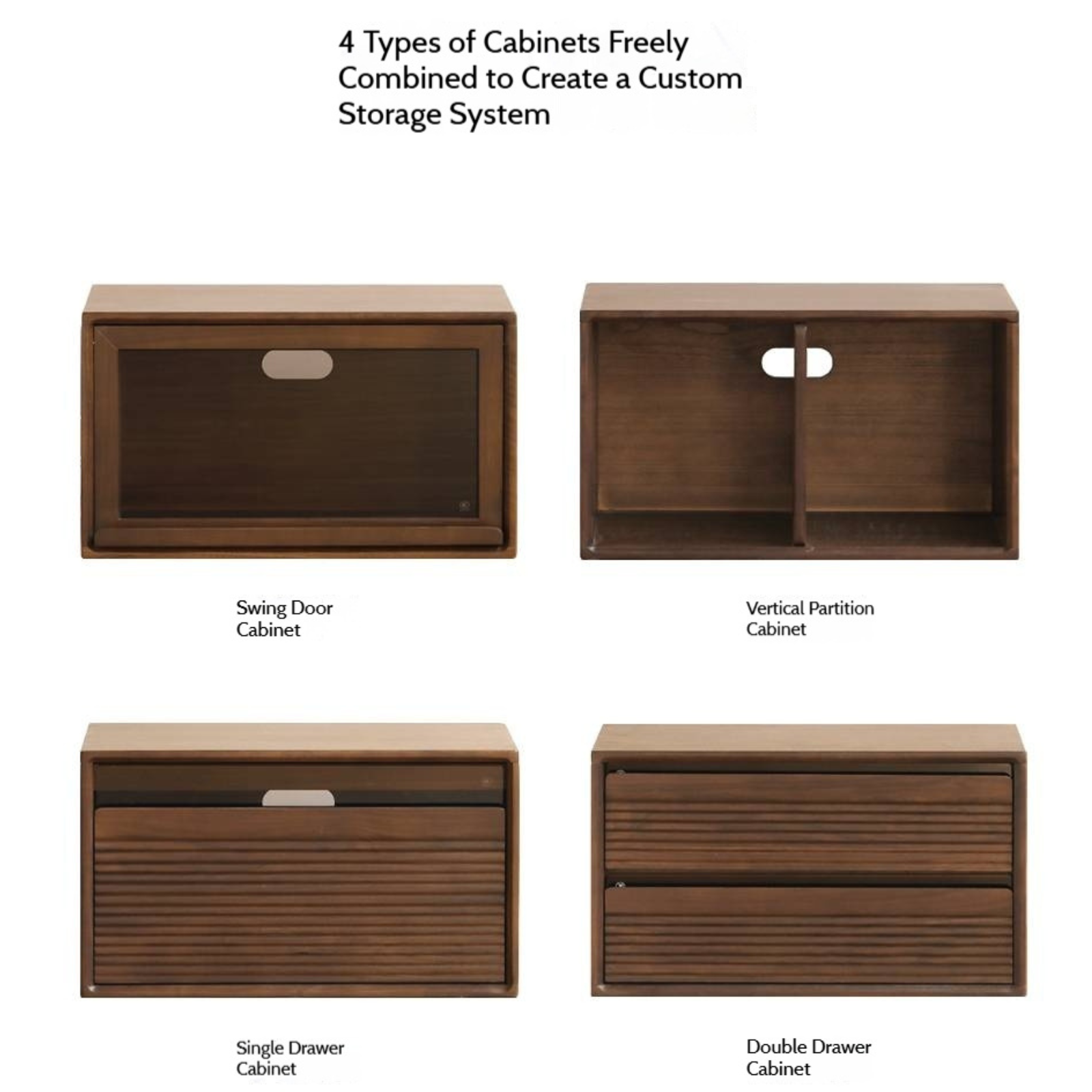 Black Walnut Solid Wood Retro Modular Combination TV Stand