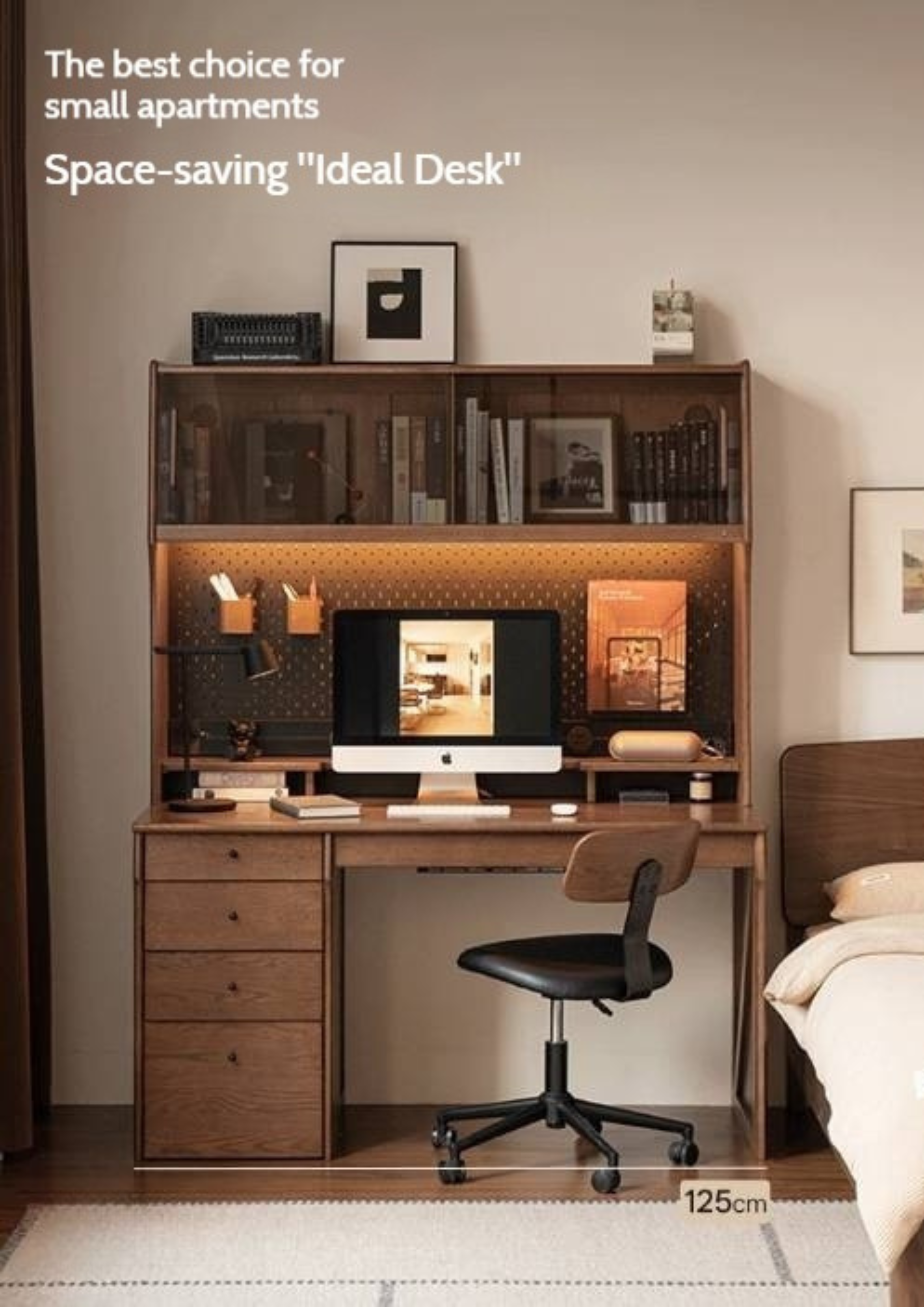 Oak Solid Wood Computer Desk With Shelf