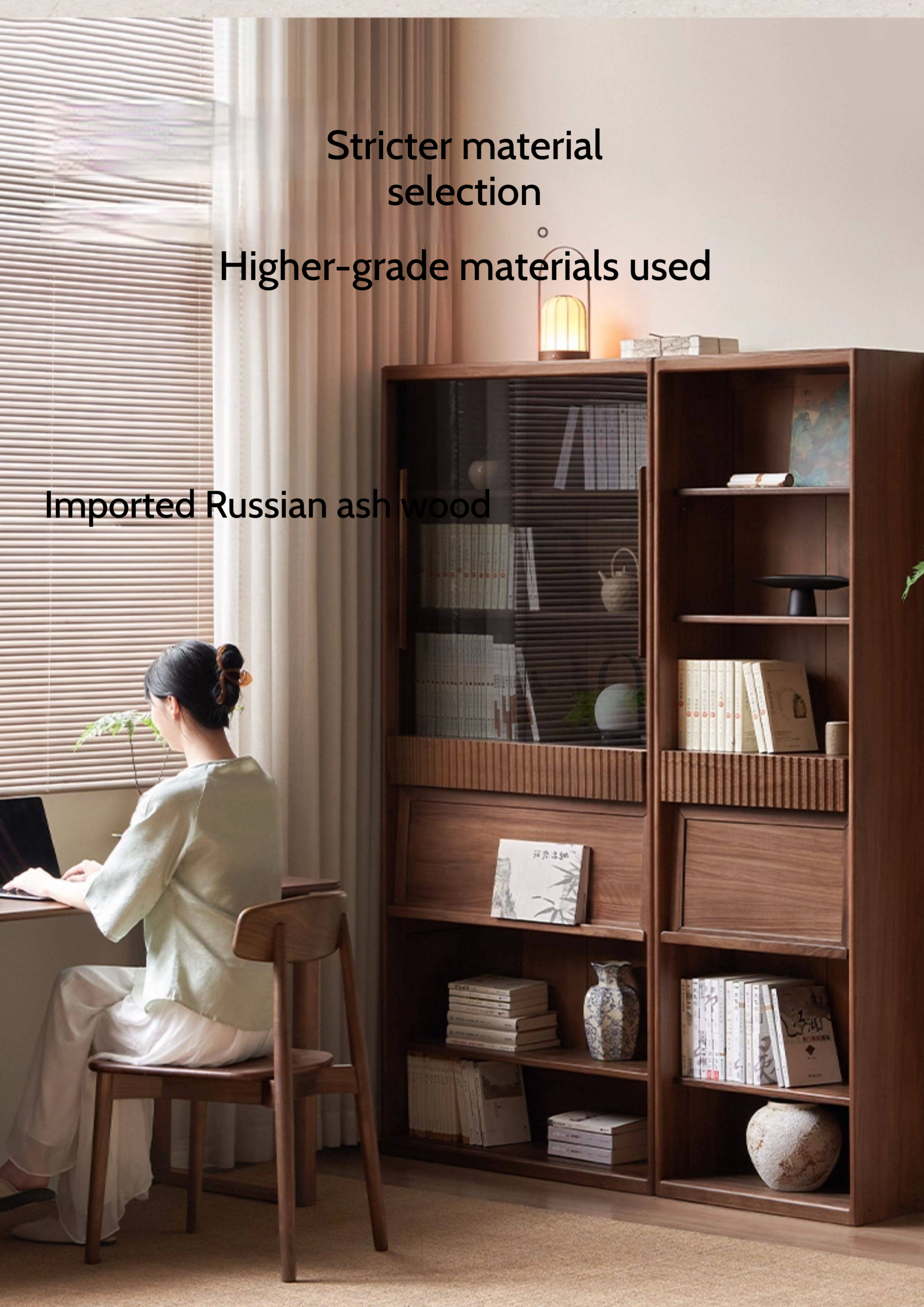 Ash Solid Wood Wall Combination Bookshelf