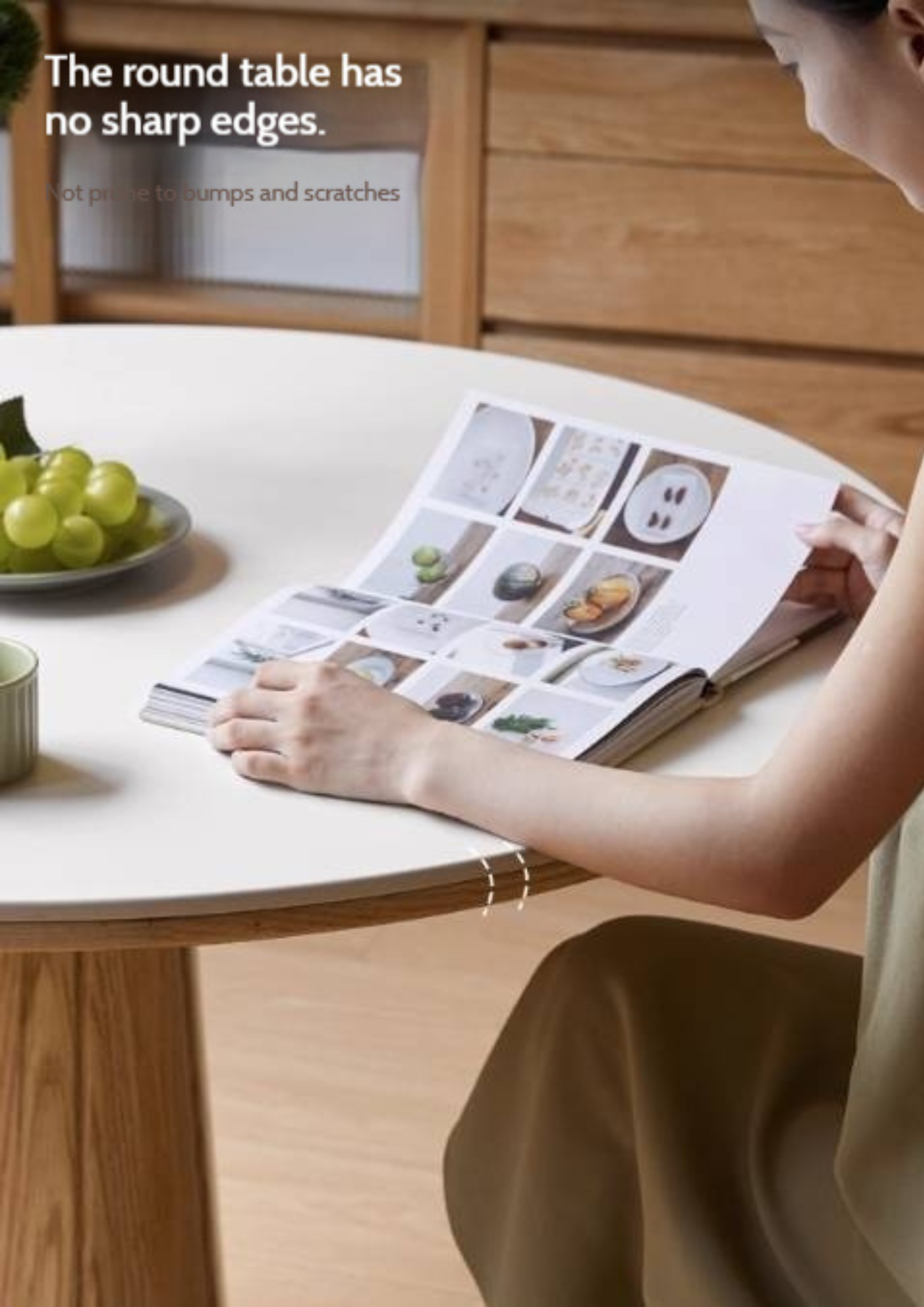 Oak Solid Wood Slab Round Dining Table