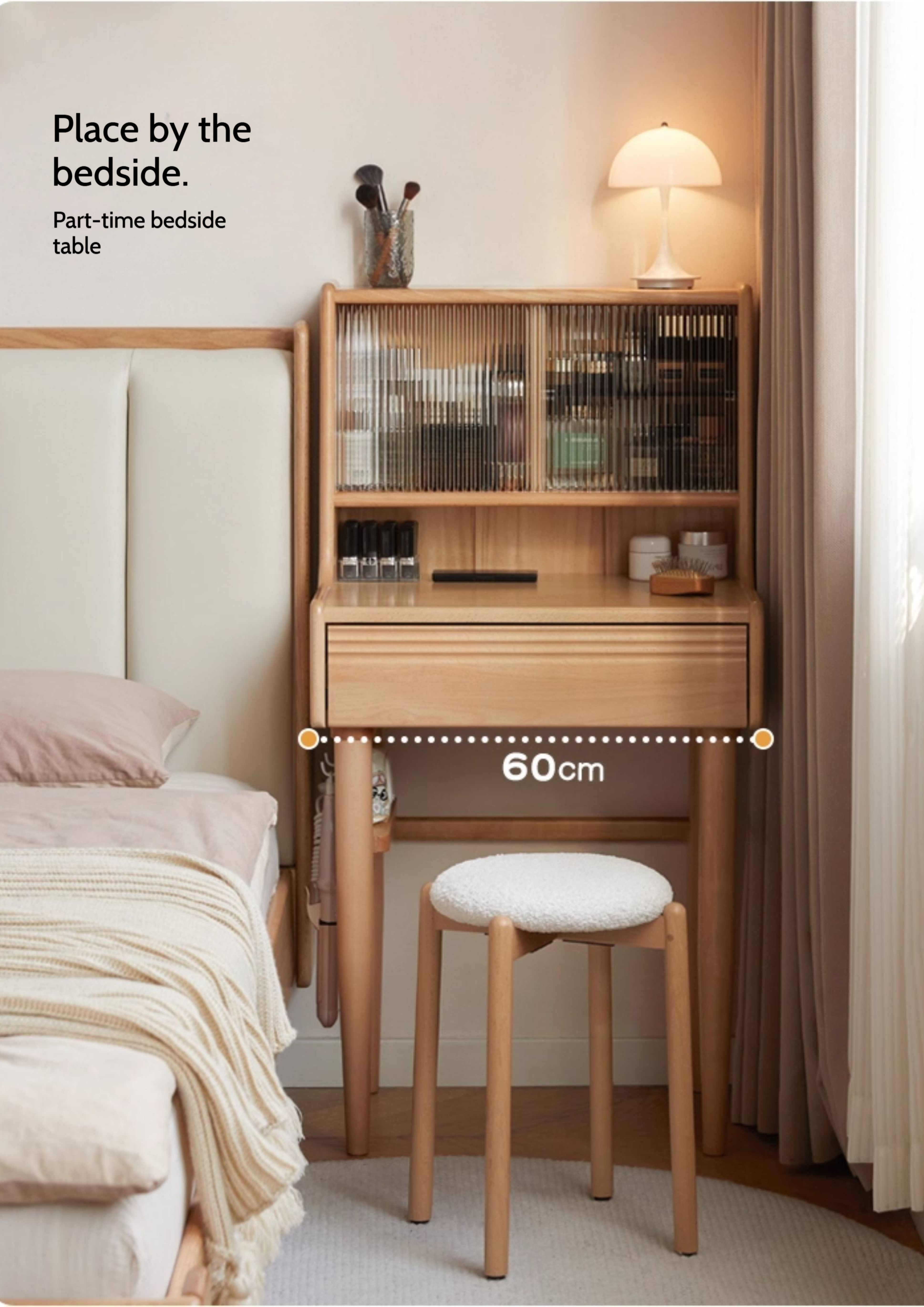 Beech Solid Wood Multifunctional Dressing Table Makeup