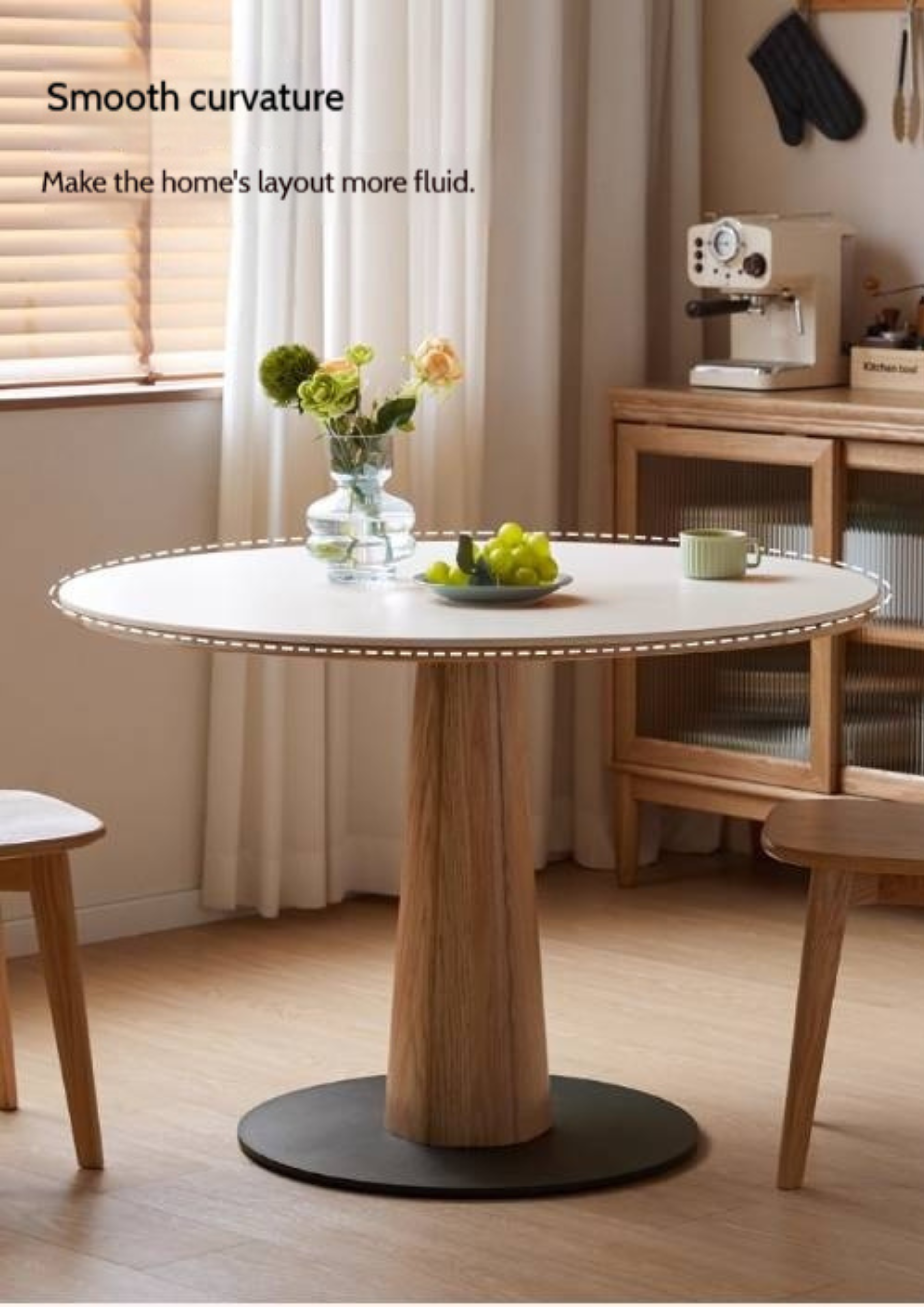 Oak Solid Wood Slab Round Dining Table