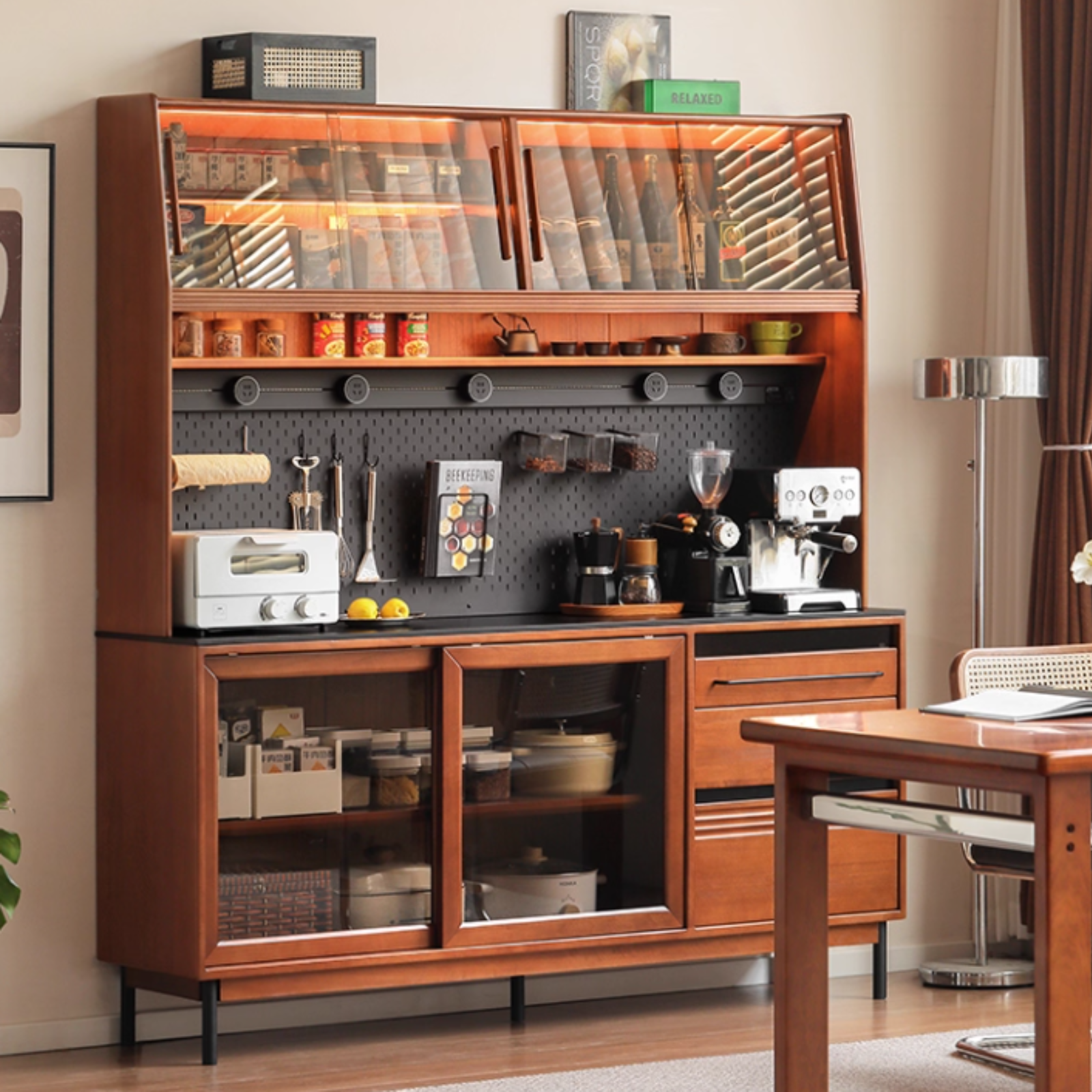 Poplar Solid Wood Antique Style Dining Cabinet