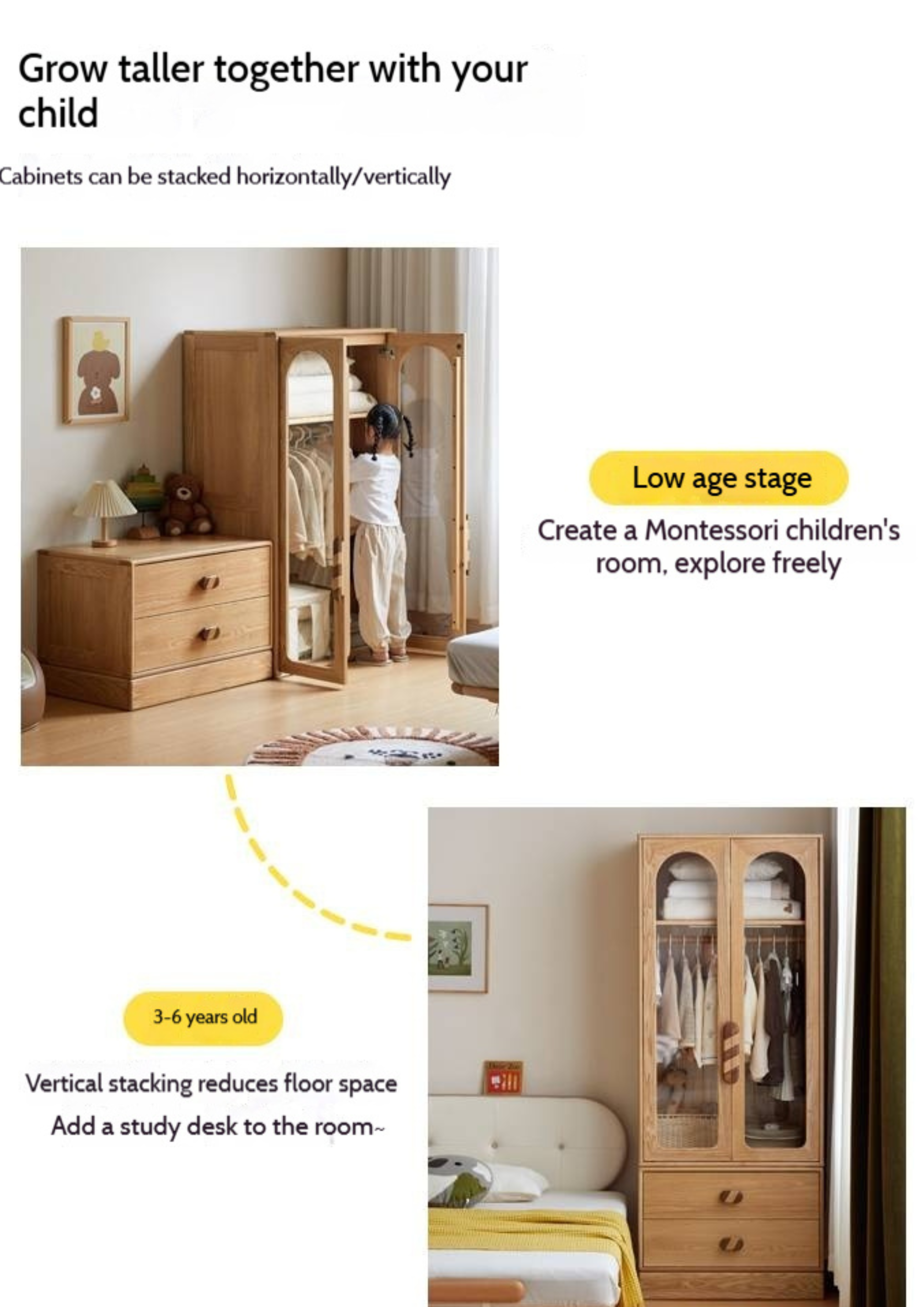 Oak Solid Wood Original Wood Style Children's Wardrobe