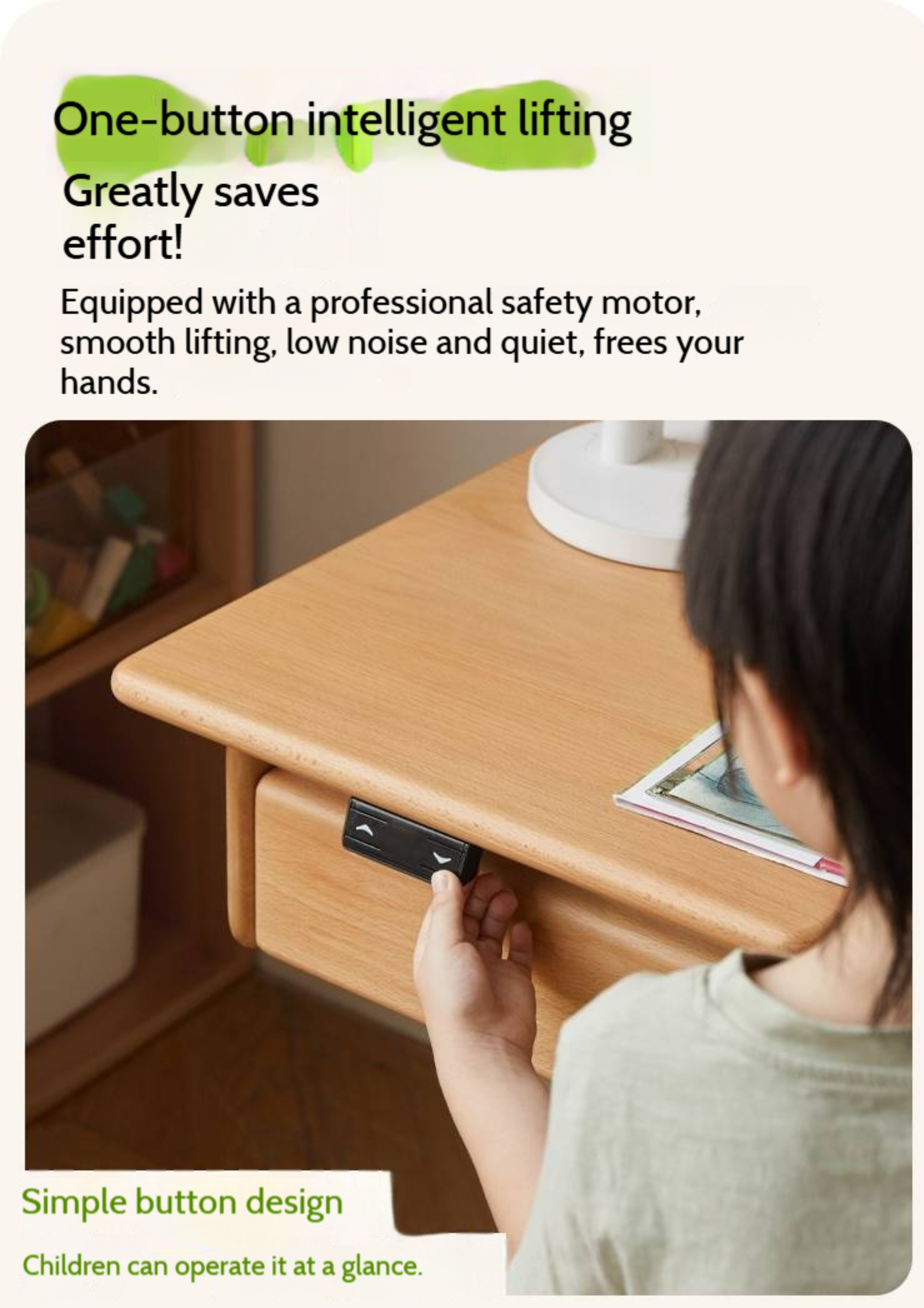 Beech Solid Wood Children's Electric Learning Desk