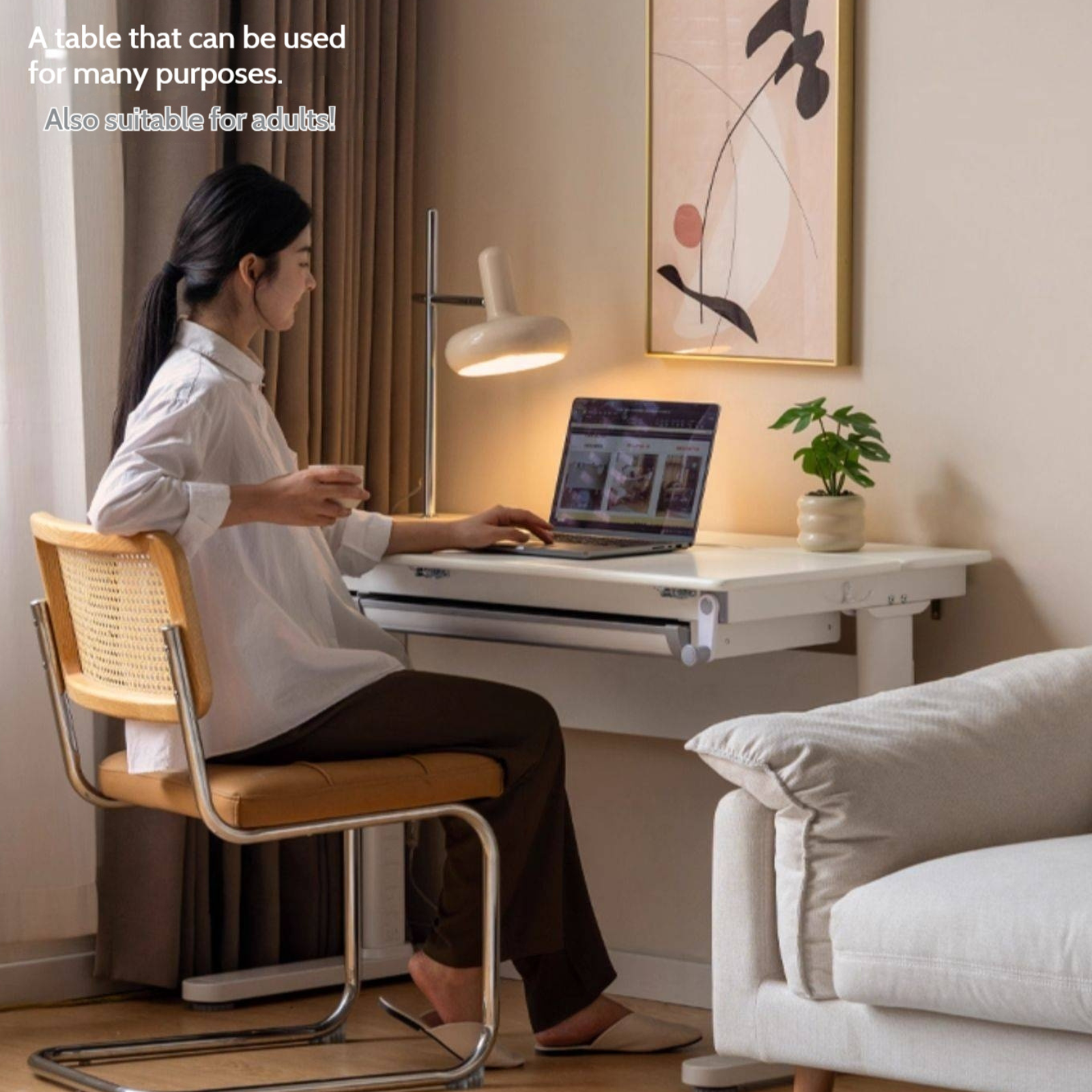 Solid Rubberwood Cream Style Children's Learning Desk