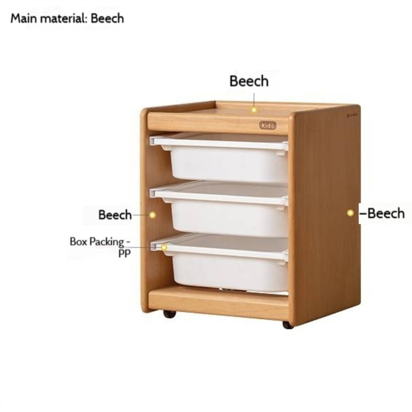 Beech Solid Wood Modern Minimalist Children's Nightstand