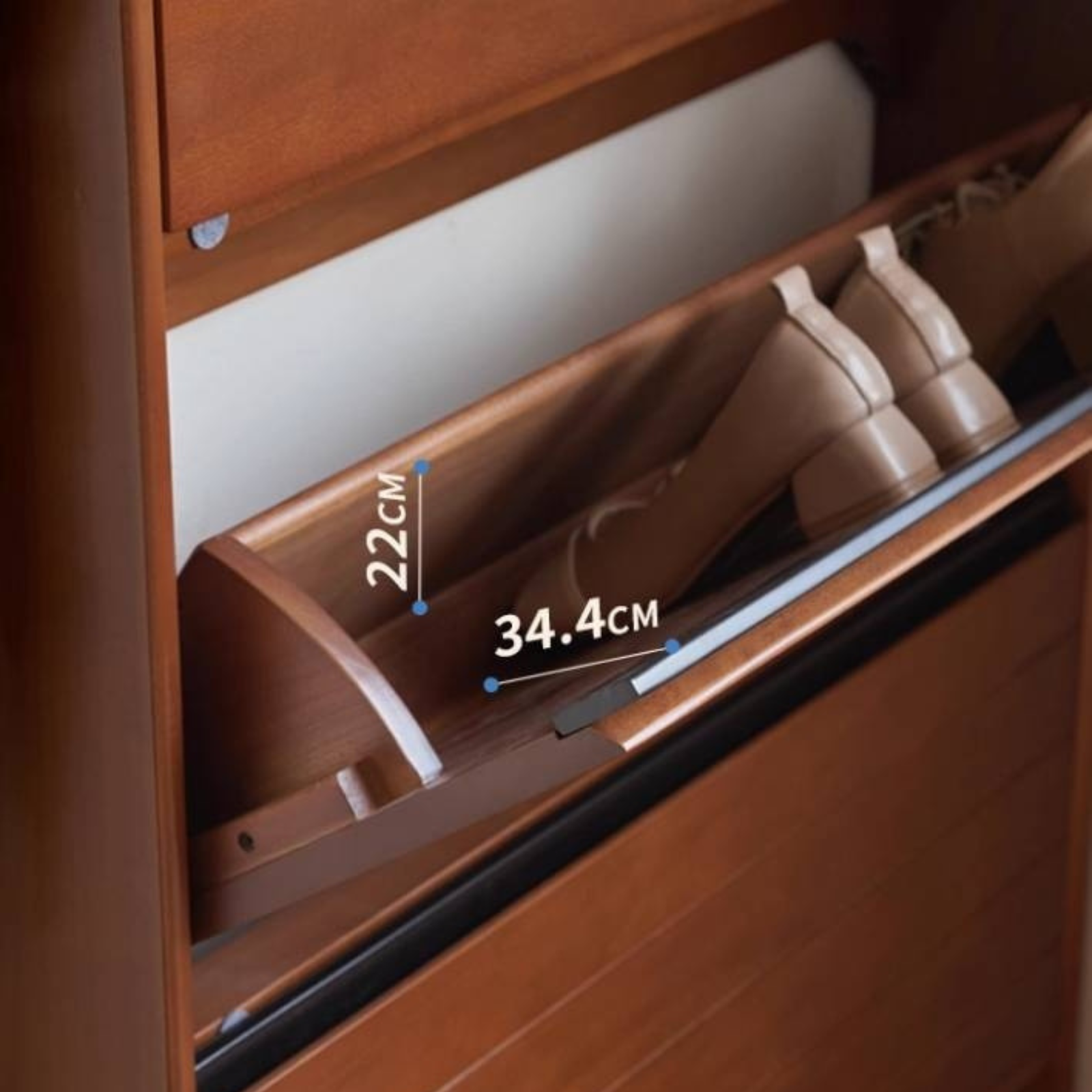 Poplar Solid Wood Middle-Age Ultra-Thin Shoe Cabinet