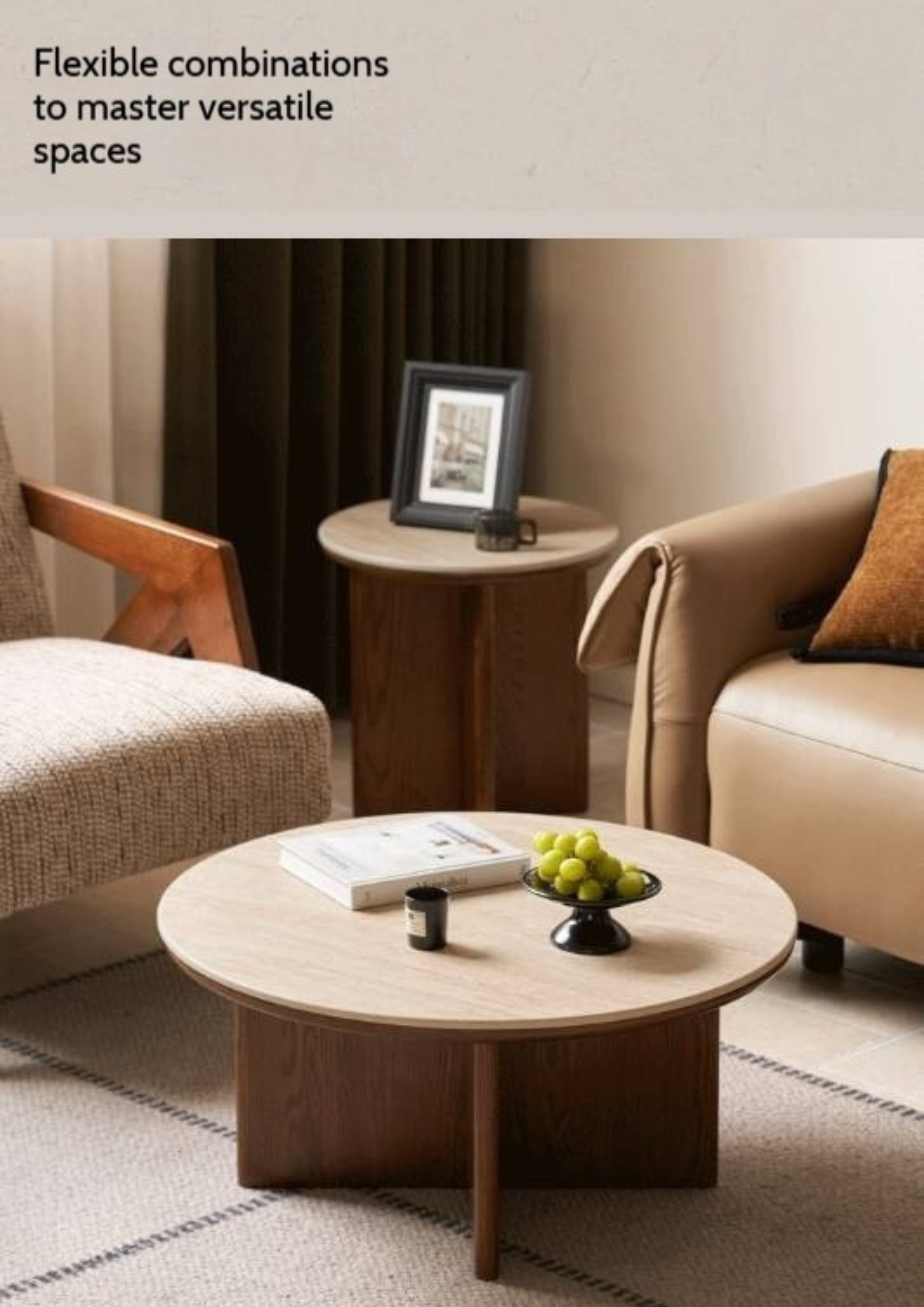 Oak Solid Wood Italian Light Luxury Style Slab Round Table