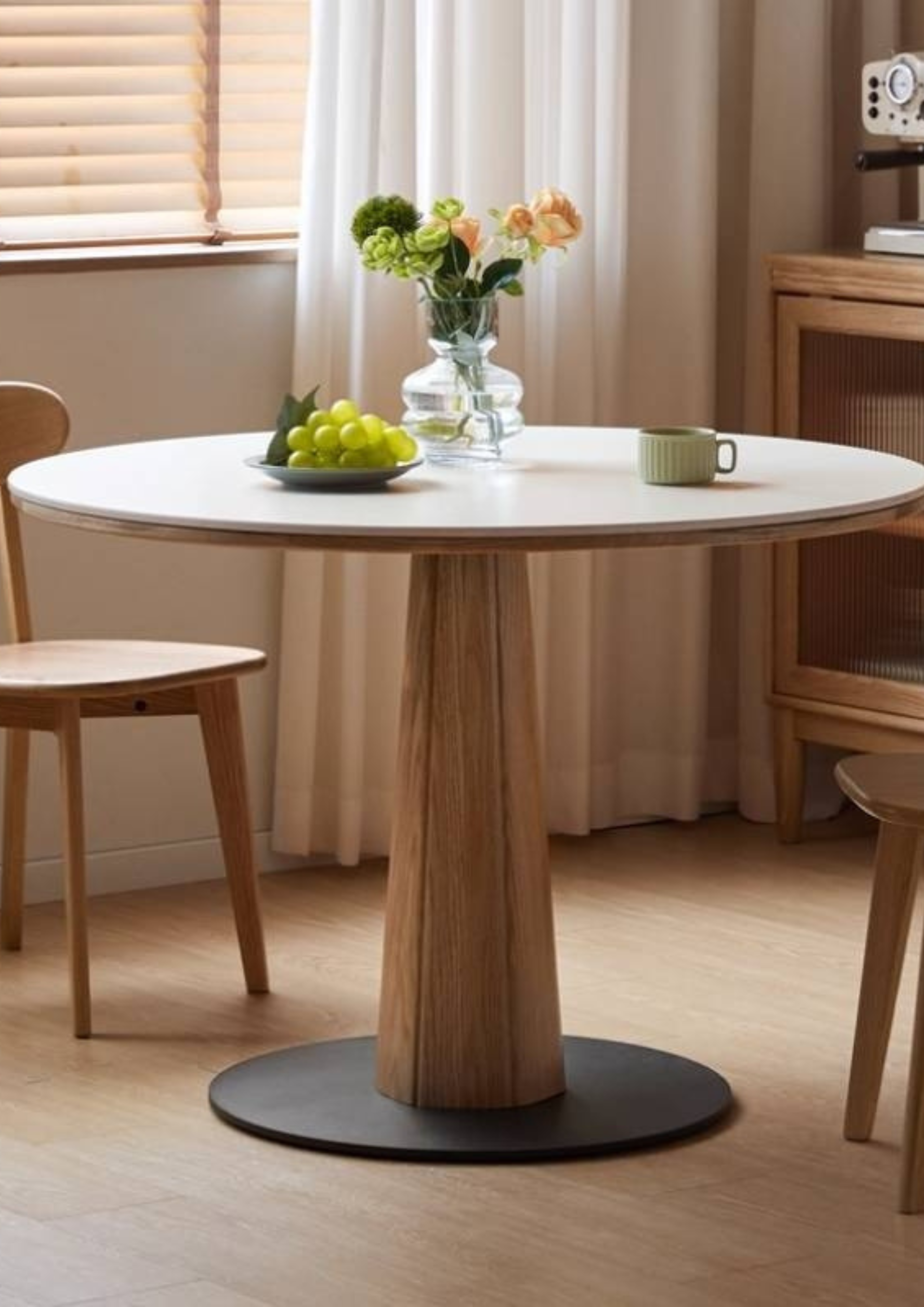 Oak Solid Wood Slab Round Dining Table