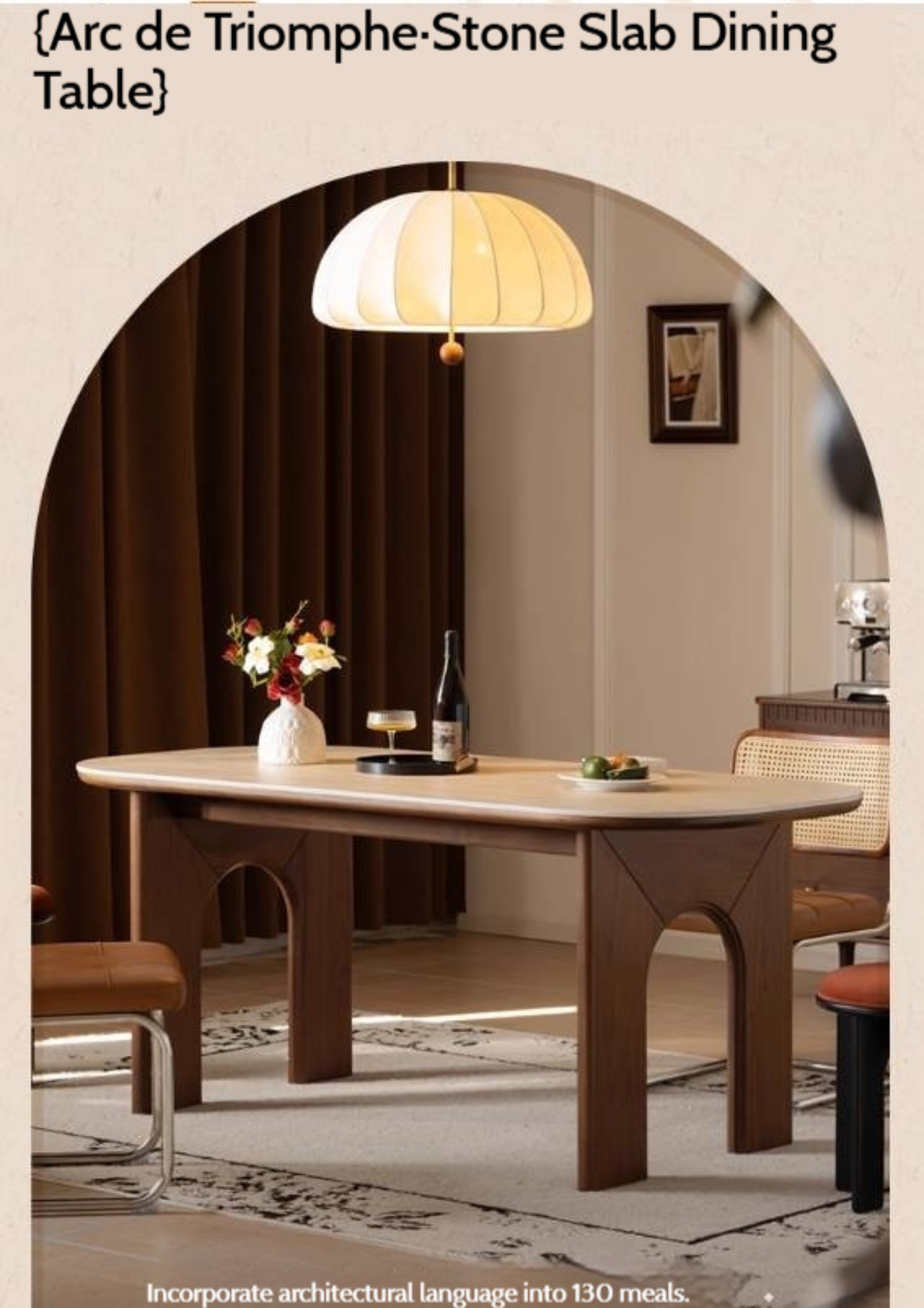 Black Walnut, Oak Solid Wood French Retro Style Dining Table