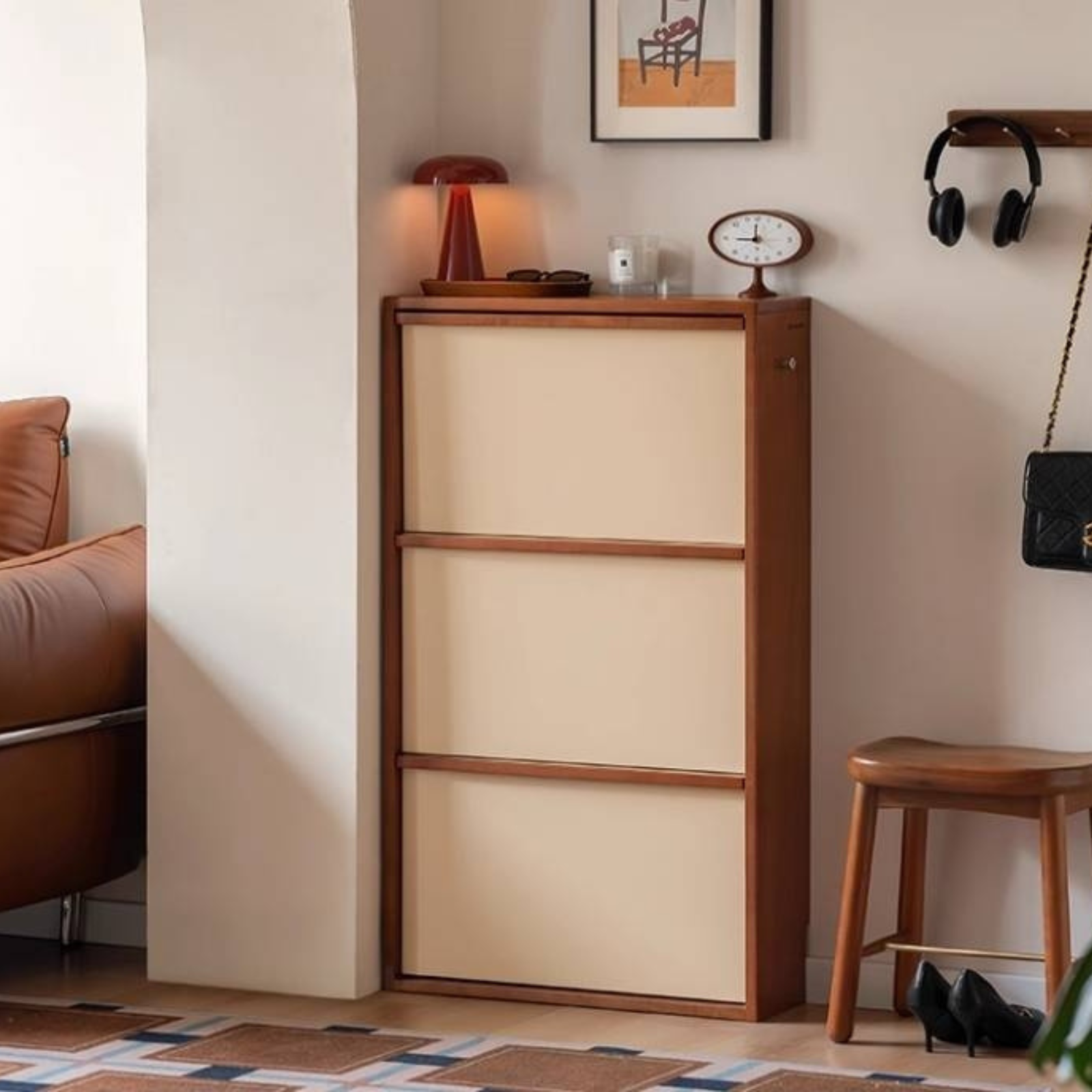 Beech Solid Wood Shoe Cabinet Hallway Cabinet