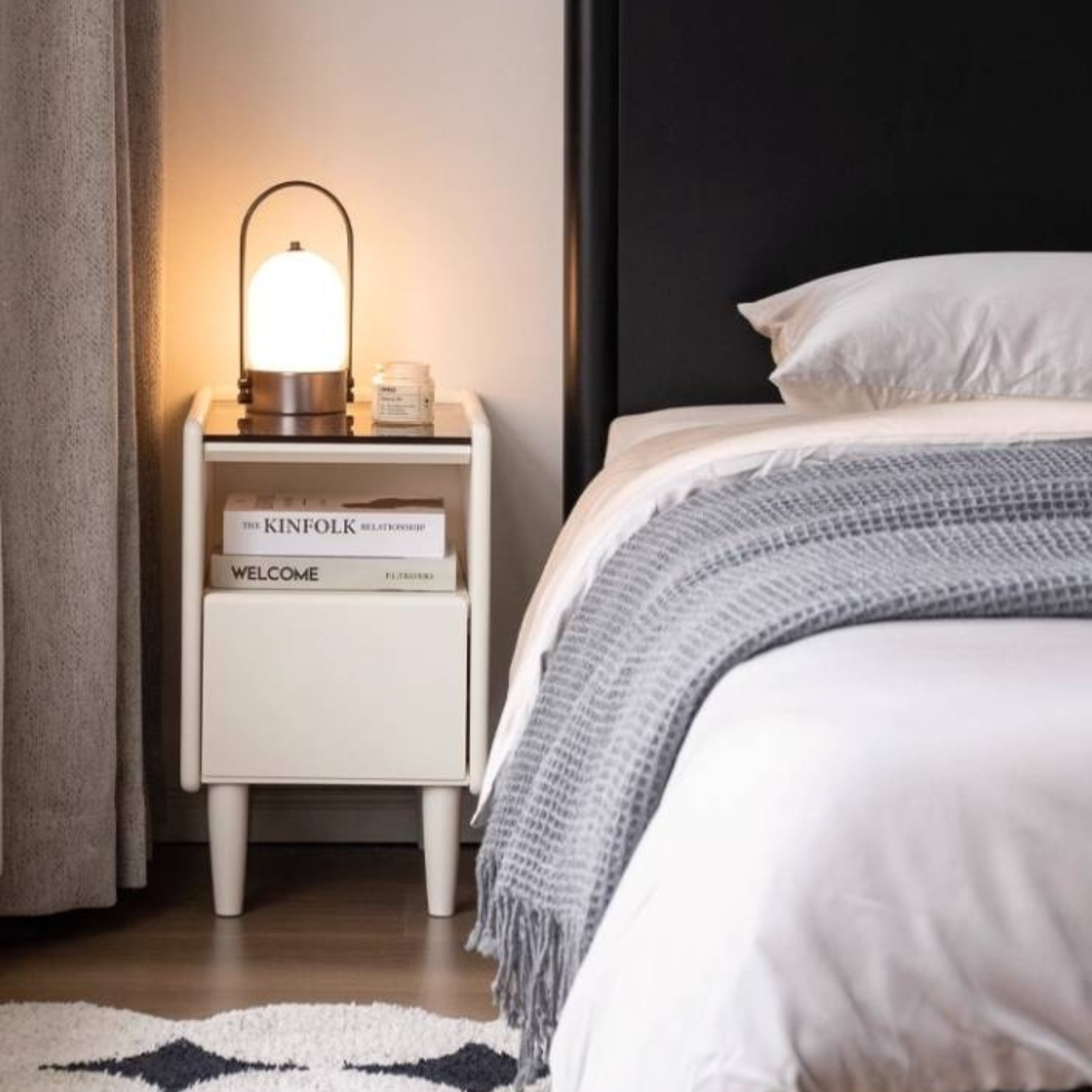 Solid Rubberwood Modern Nightstand