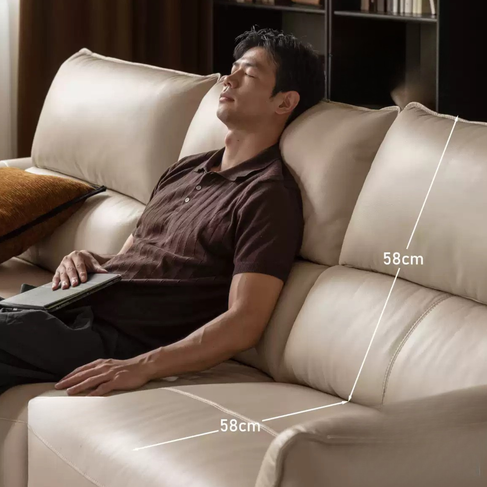 Genuine Top Grain Leather  Modern Sofa, Clean Line Contemporary Design