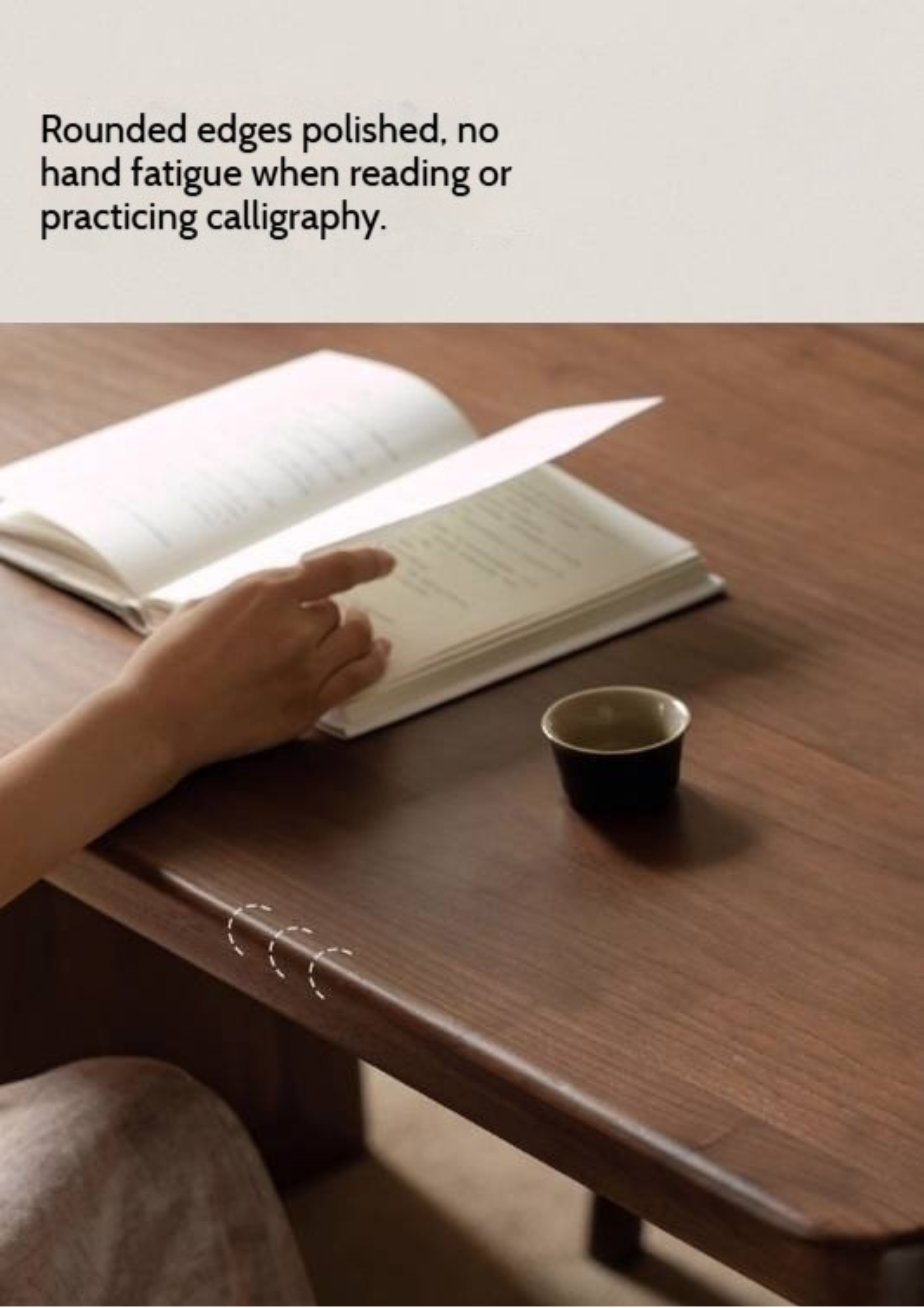 Black Walnut Solid Wood Rectangular Tea Table with Tea Tray