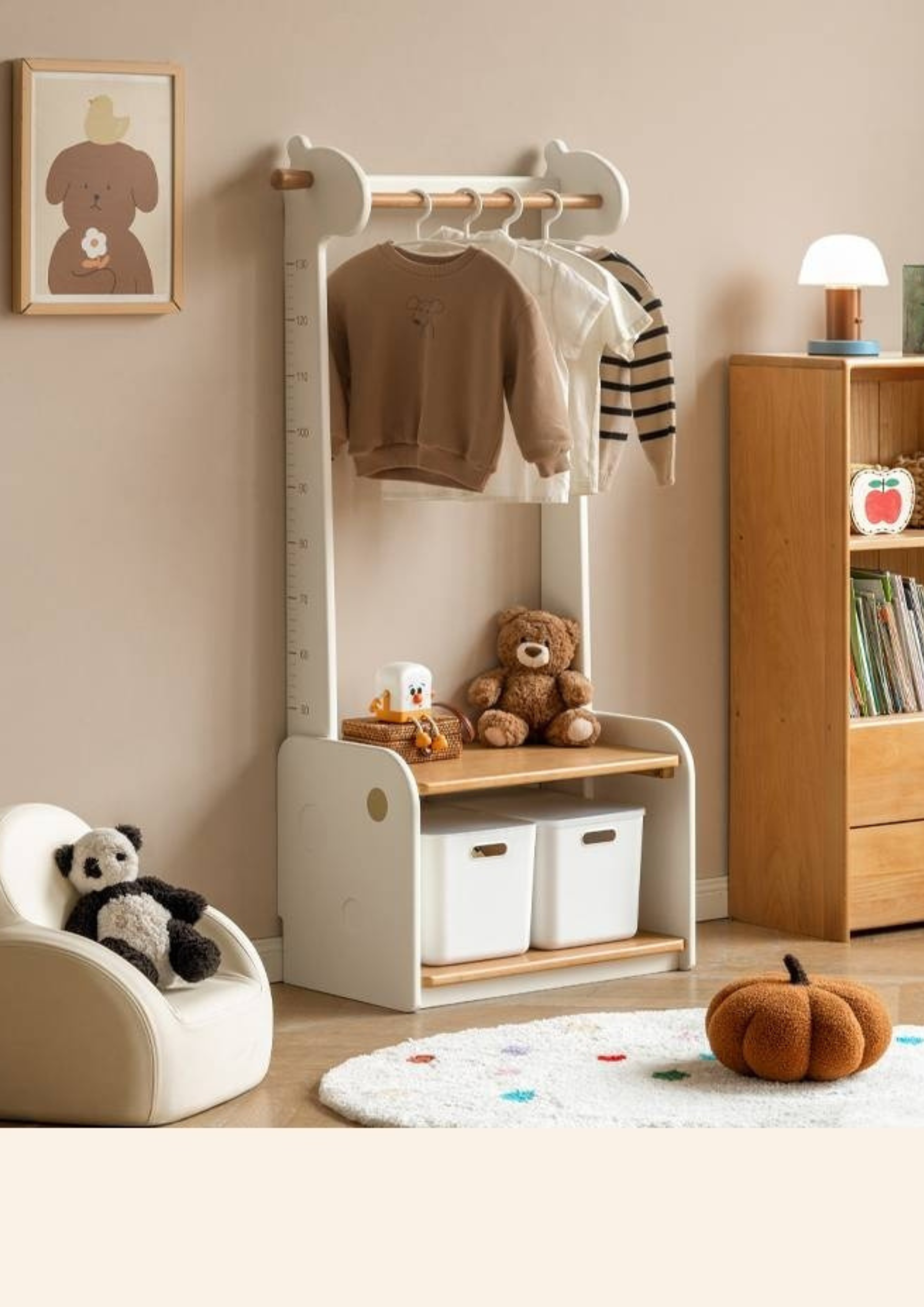 Beech, Solid Rubberwood Children's Clothing Rack