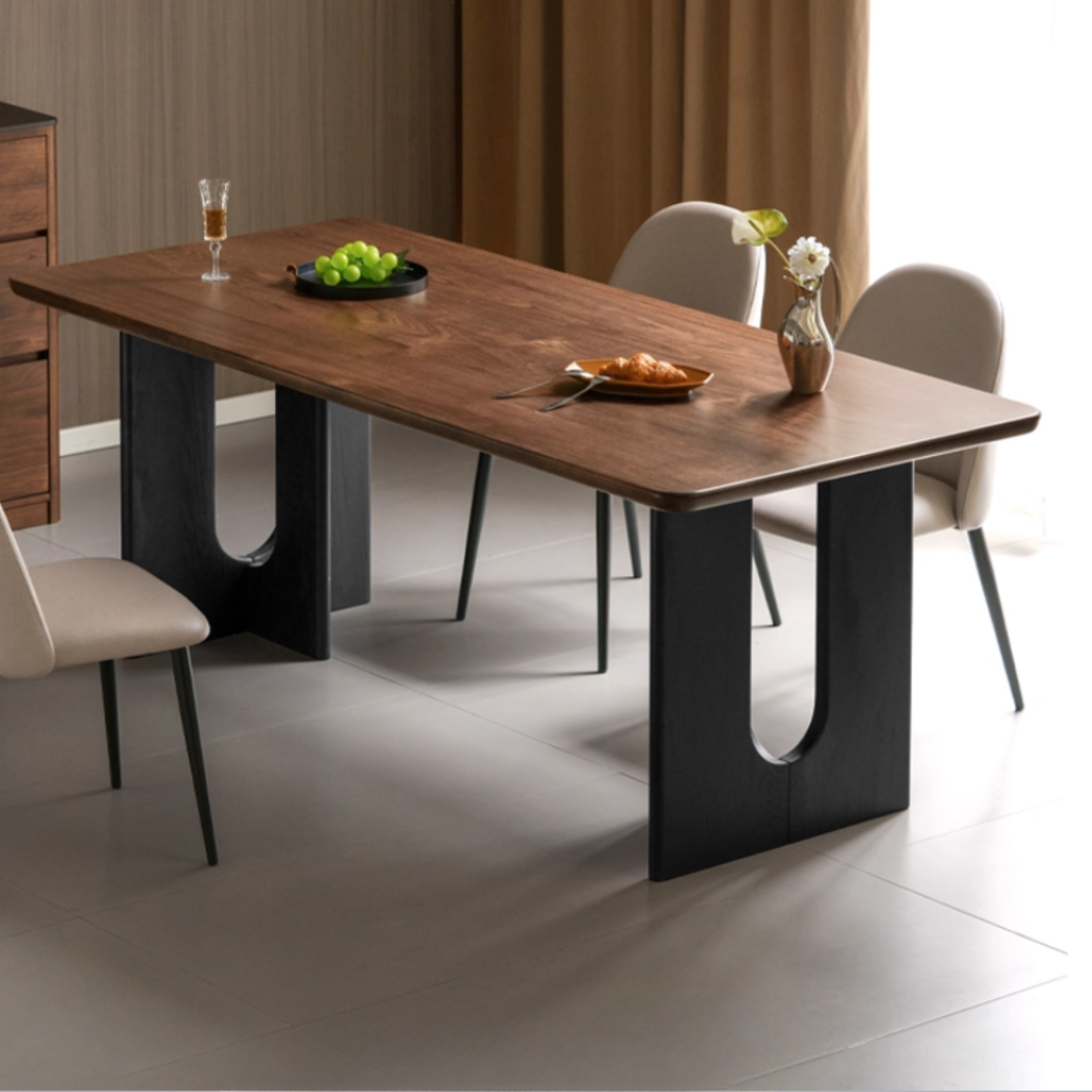 Black Walnut Solid Wood Light Luxury Dining Table