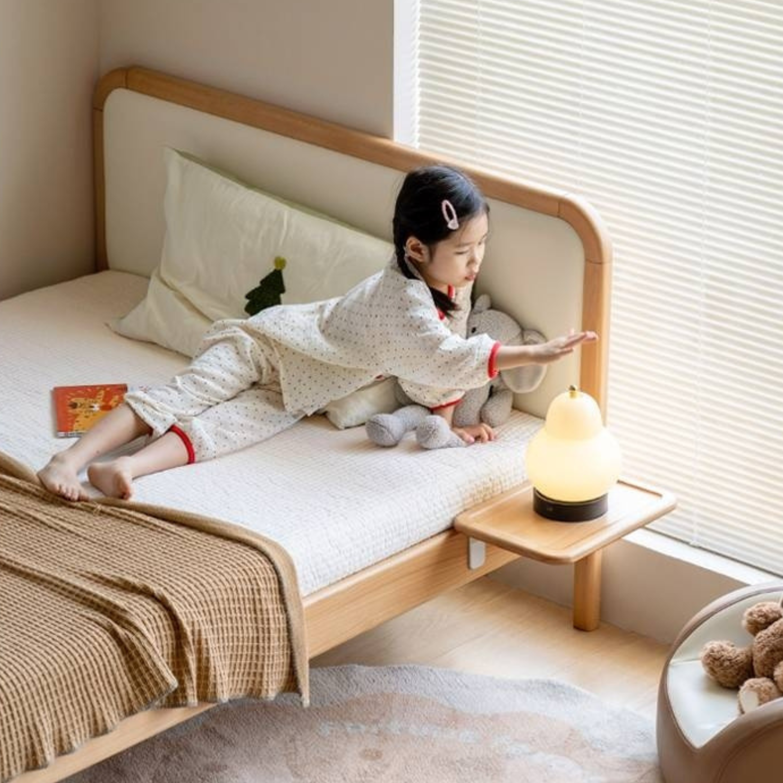 Beech Solid Wood Children's Floating Storage Bedside Shelf