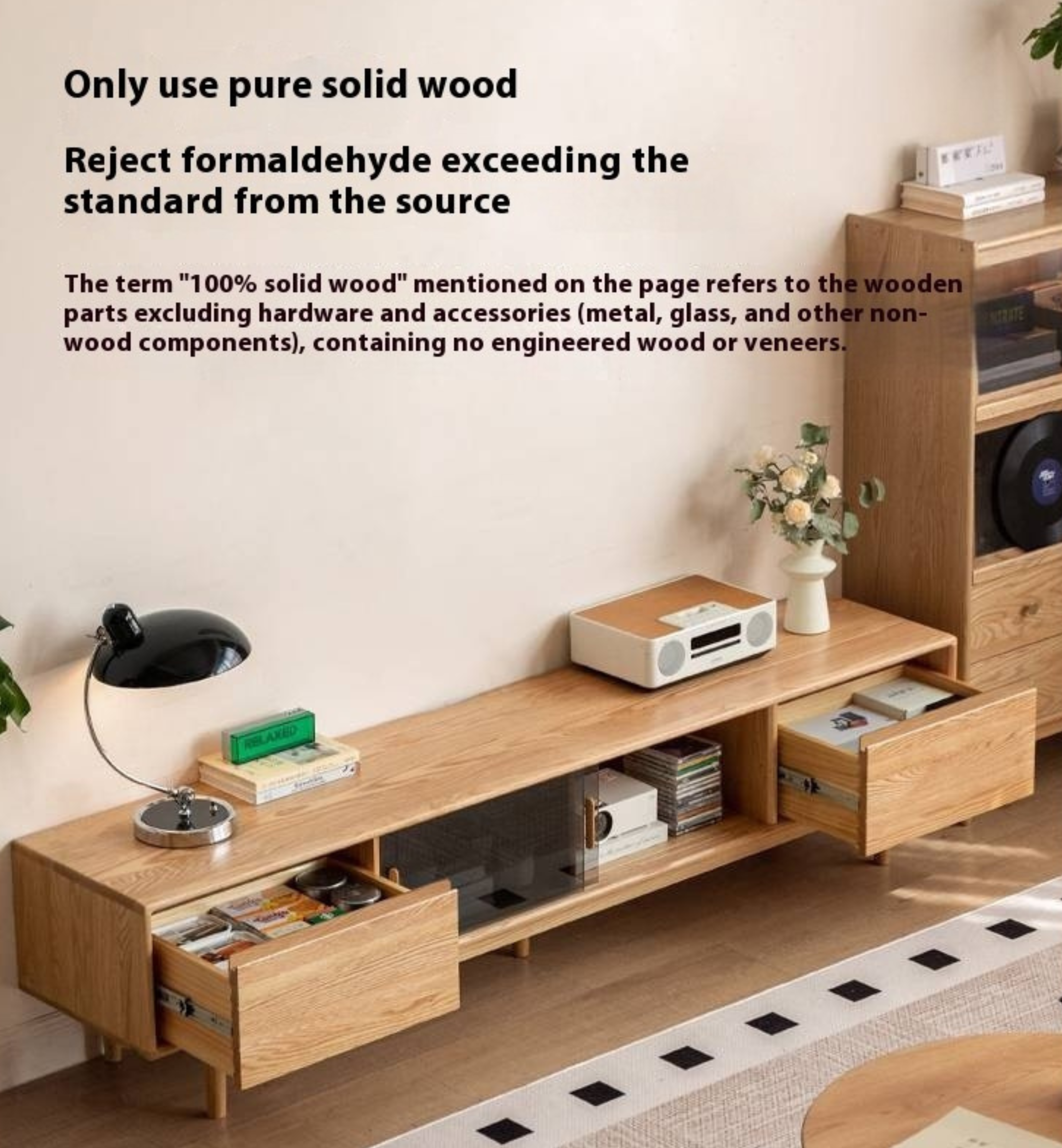 Oak Solid Wood Modern TV Cabinet