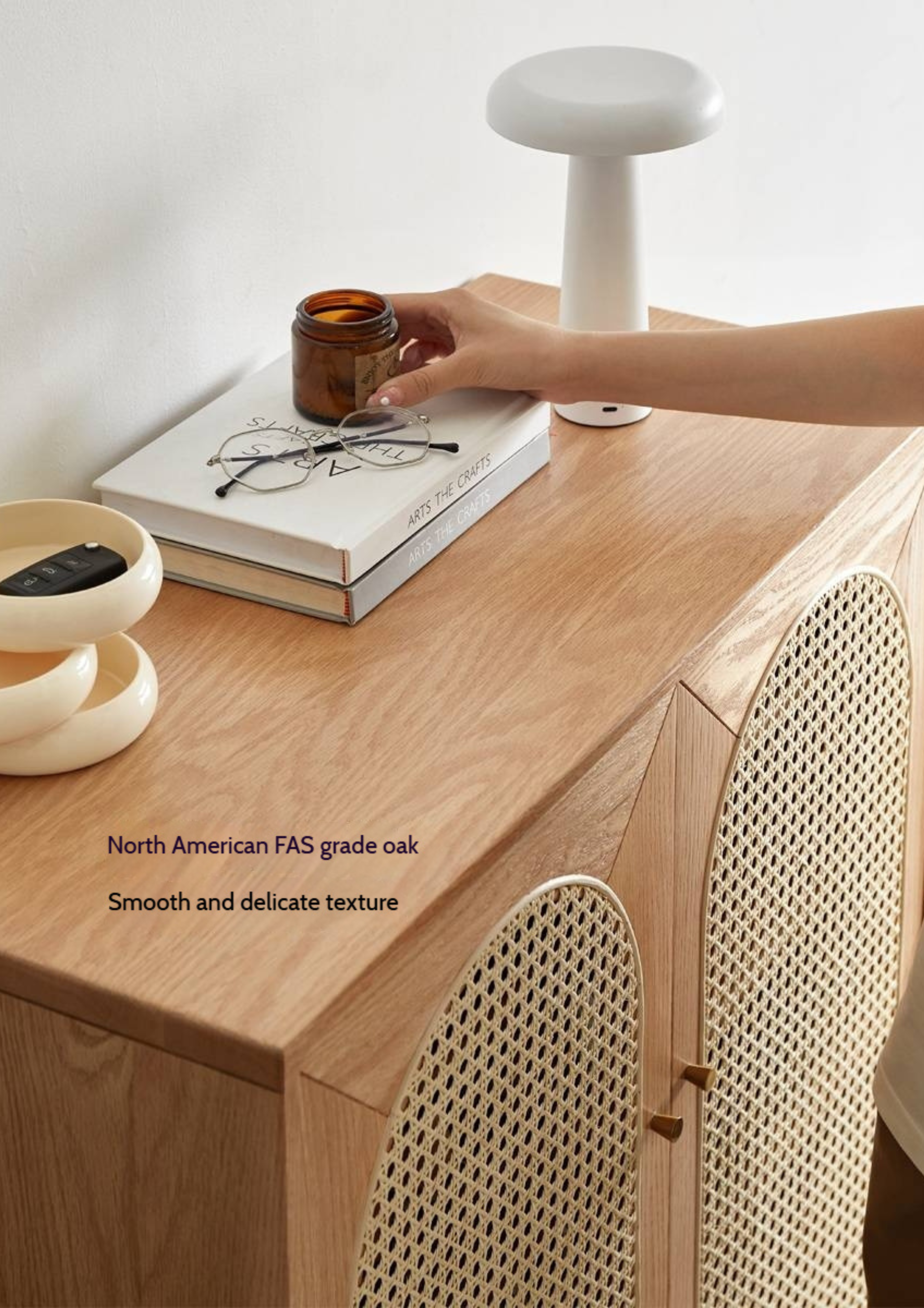 Oak Solid Wood Rattan Shoe Cabinet